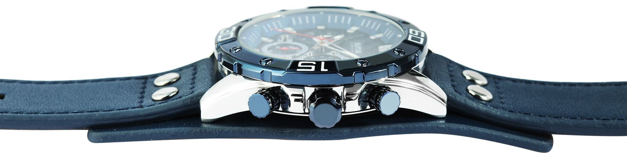 Raptor Limited Chronograph mit Echtlederband, blau