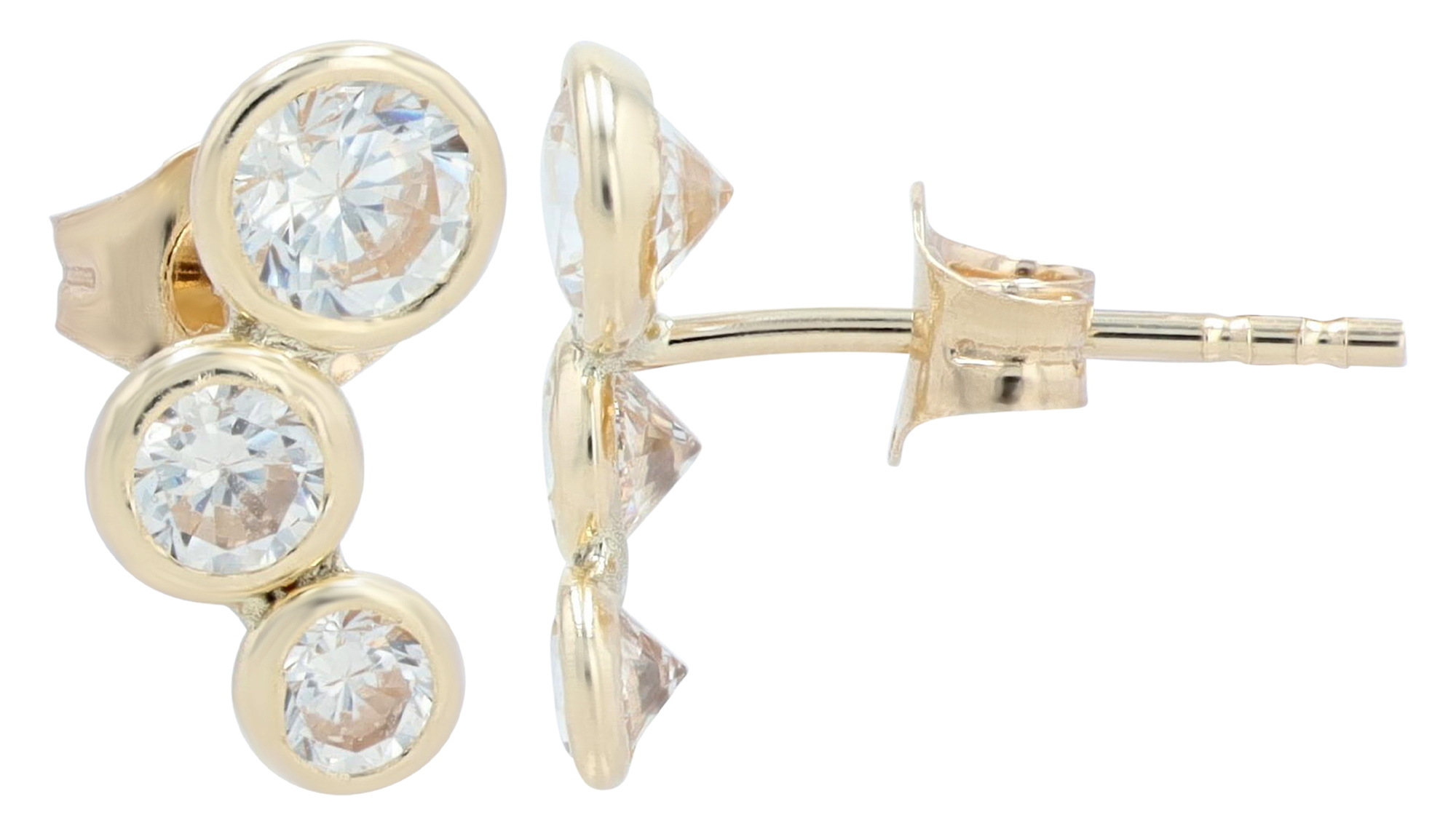 333/- Echt Gold "Trinity" Ohrstecker, Zirkonia, Gelbgold, 8 Karat