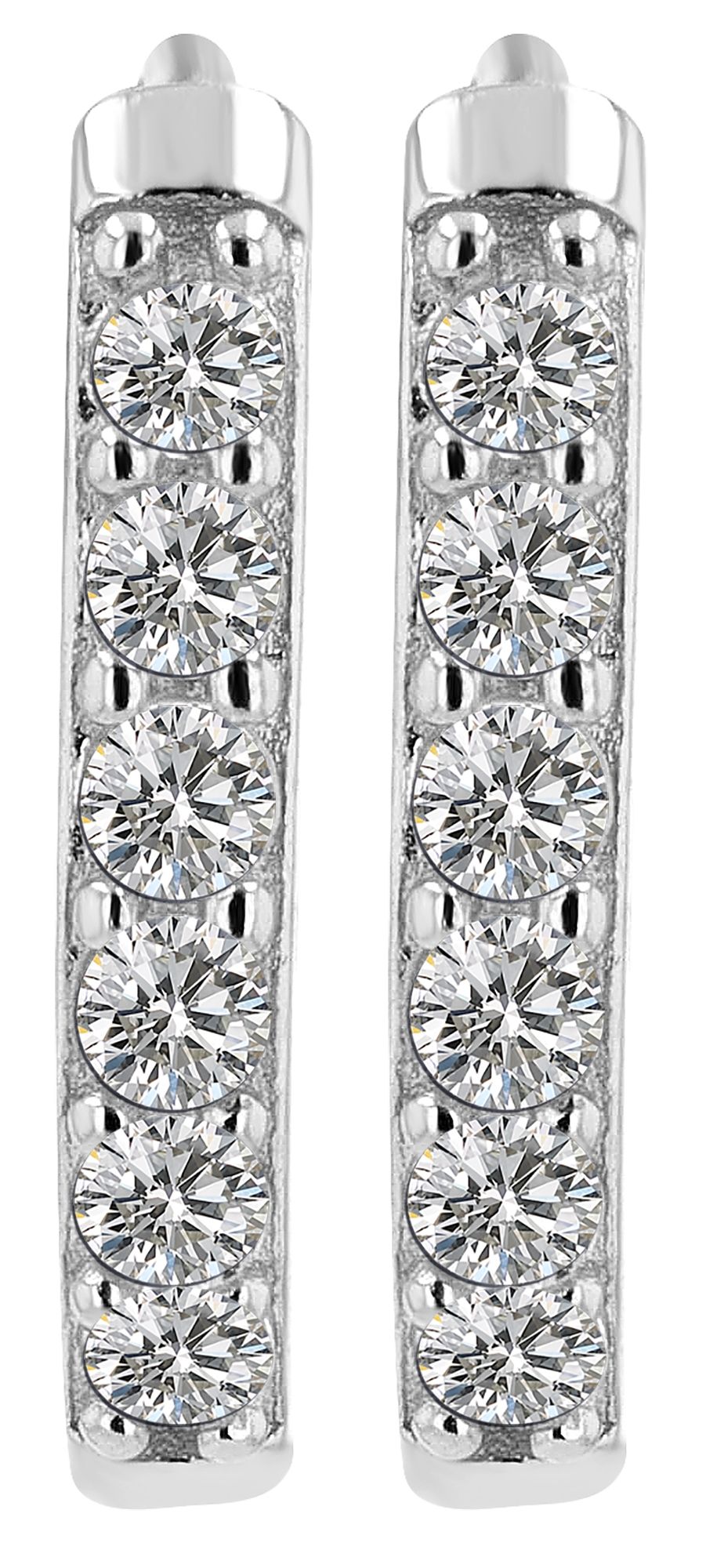 "Yasmin" 925/- Echt Silber, Mini Creolen/ Huggies, Ø 9 mm, Zirkonia, rhodiniert