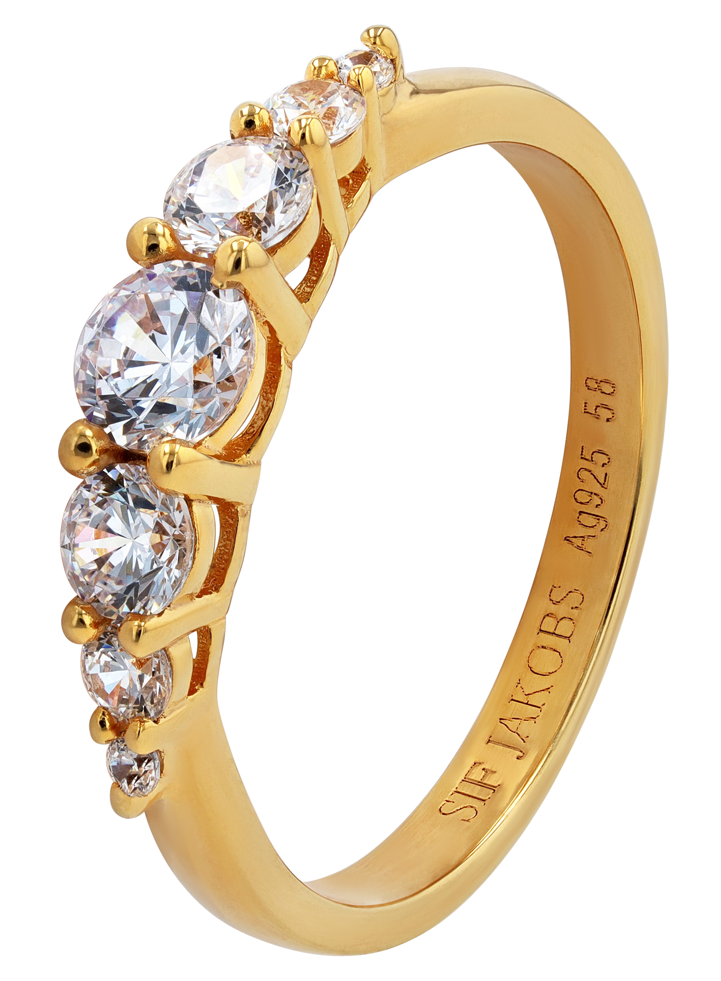 Sif Jakobs Jewellery 925/- Echt Silber Ring "Belluno" Gr 56, Zirkonia (weiß), vergoldet