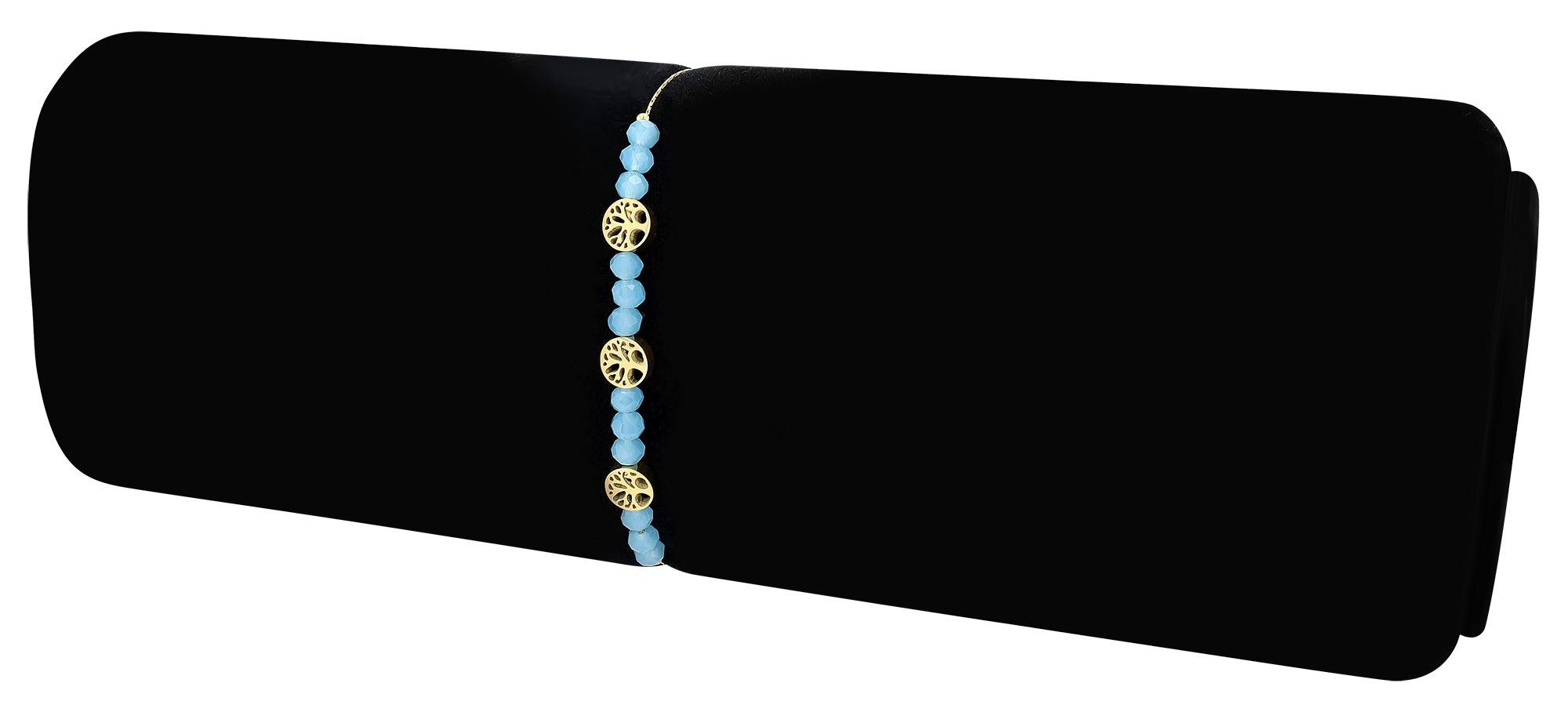 Akzent Armband mit Lebensbaumelementen, Edelstahl, ionenplattiert, goldfarben