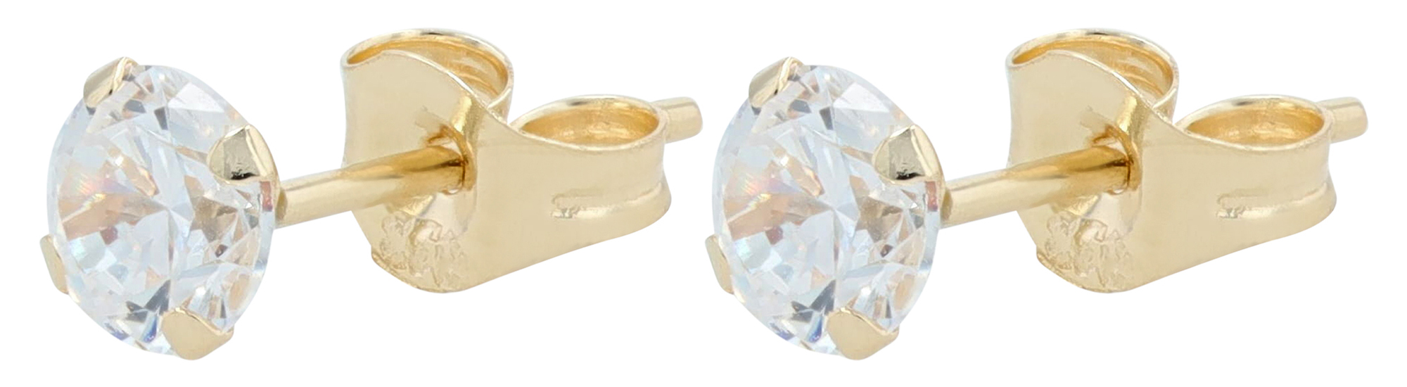 333/- Echt Gold "Maura" Ohrstecker, Zirkonia Ø 4 mm, Gelbgold, 8 Karat
