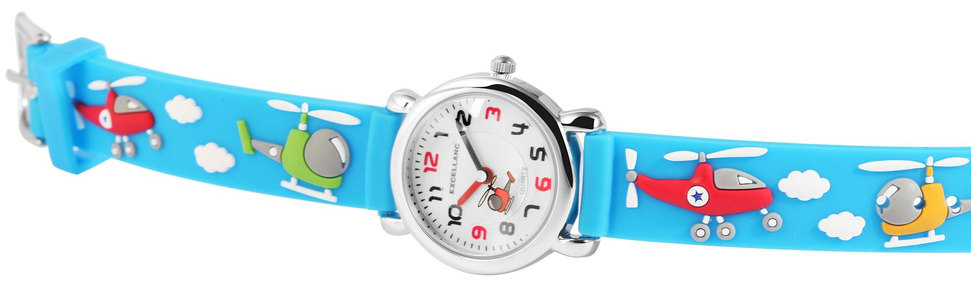 Excellanc Kinderarmbanduhr, Silikonarmband, silberfarben/blau