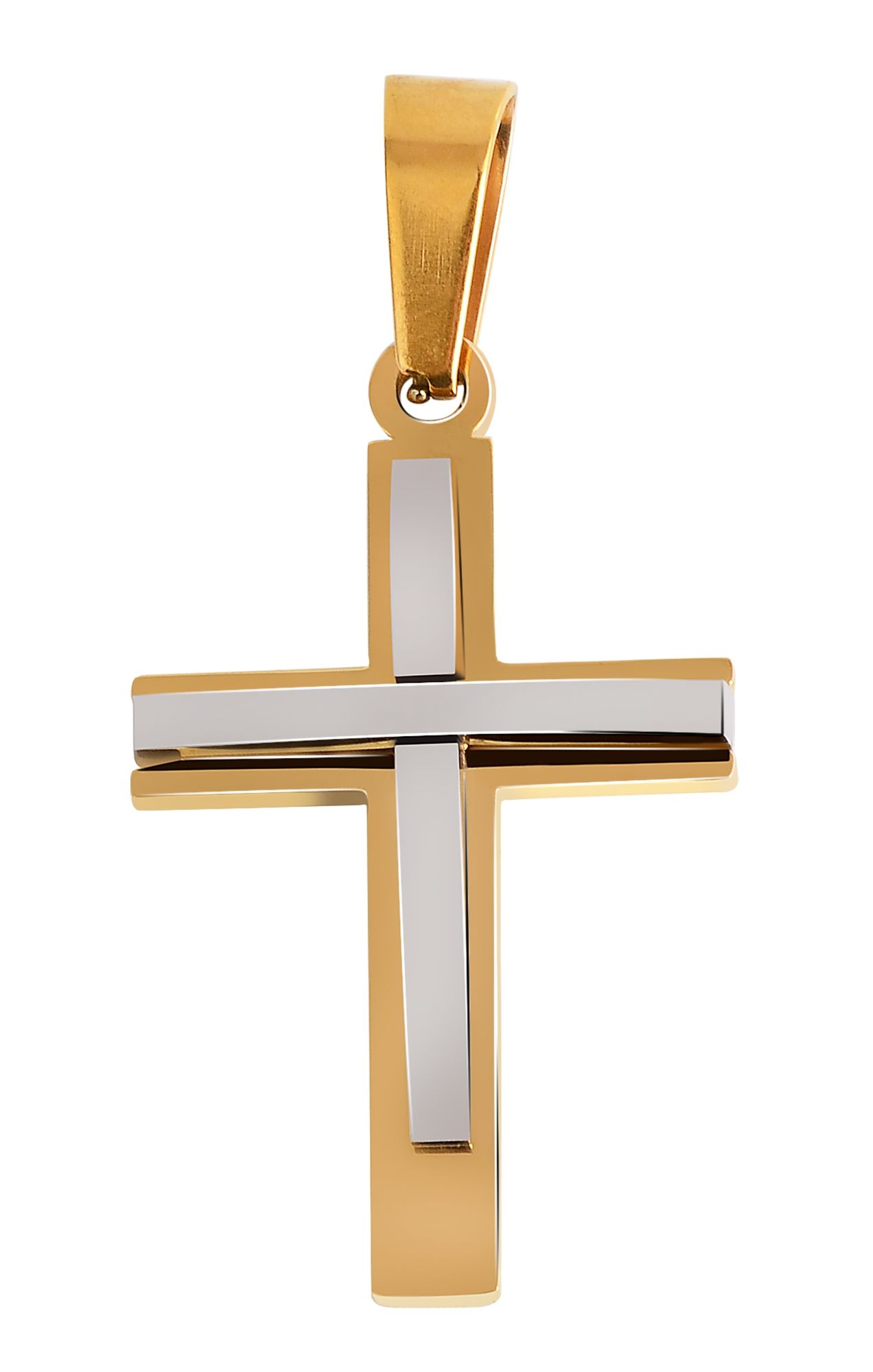 Akzent Kreuzanhänger aus Edelstahl, bicolor