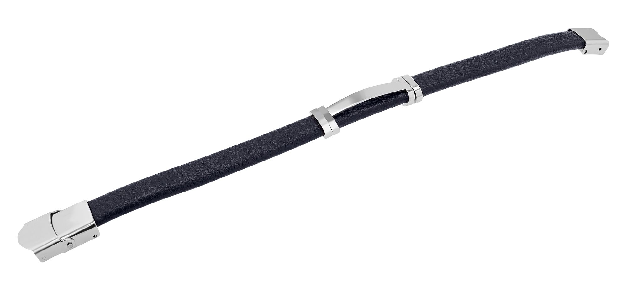 Akzent Armband aus Echtleder, Edelstahl-Gravurplatte, blau