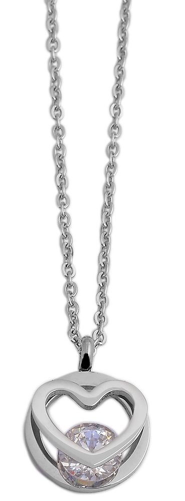 "Evans" Edelstahlkette mit Herzanhänger 45 + 5 cm, silberfarben