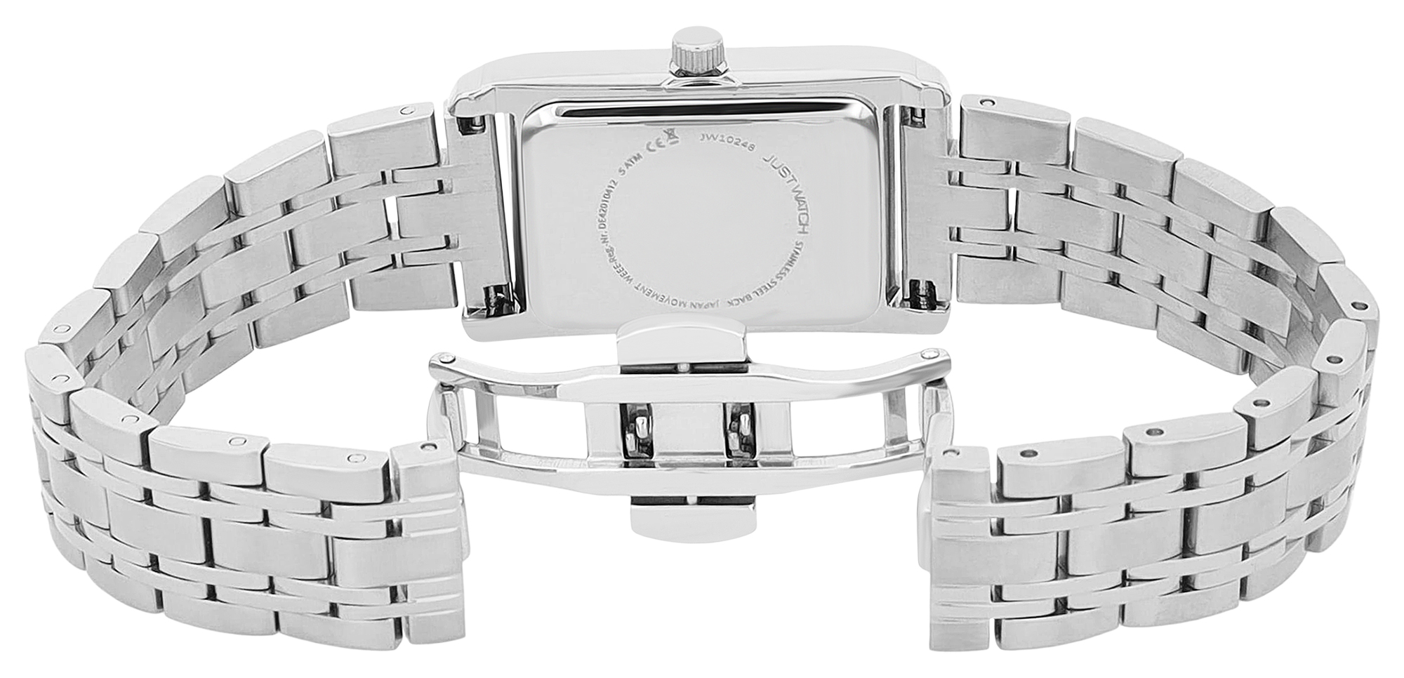 JUST WATCH Damenuhr "Ebba" mit Edelstahlband, 38 x 24 mm, silberfarben/ rot