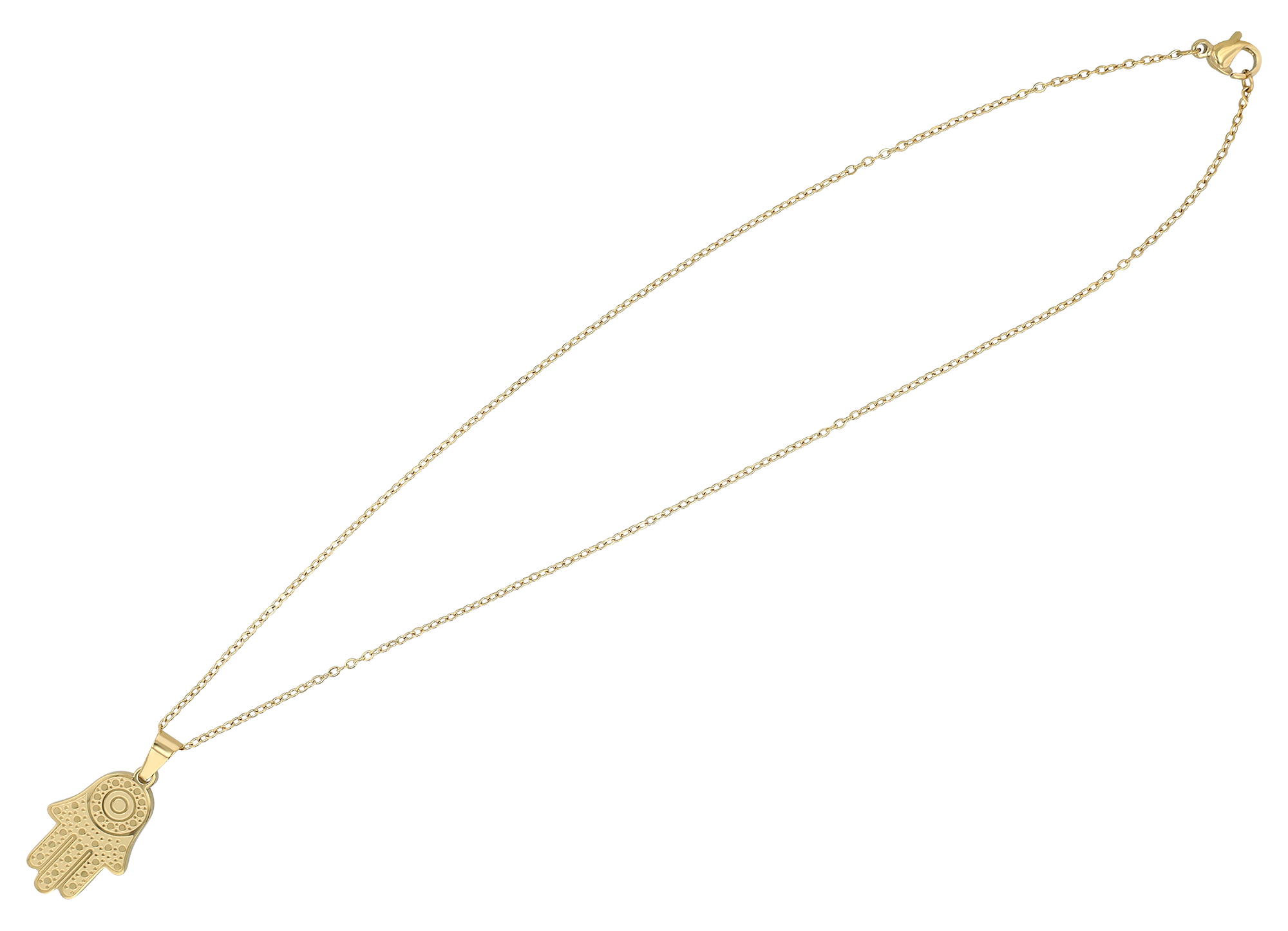"Khamsa - Hand der Fatima" Edelstahlkette mit Anhänger, goldfarben, 45 cm