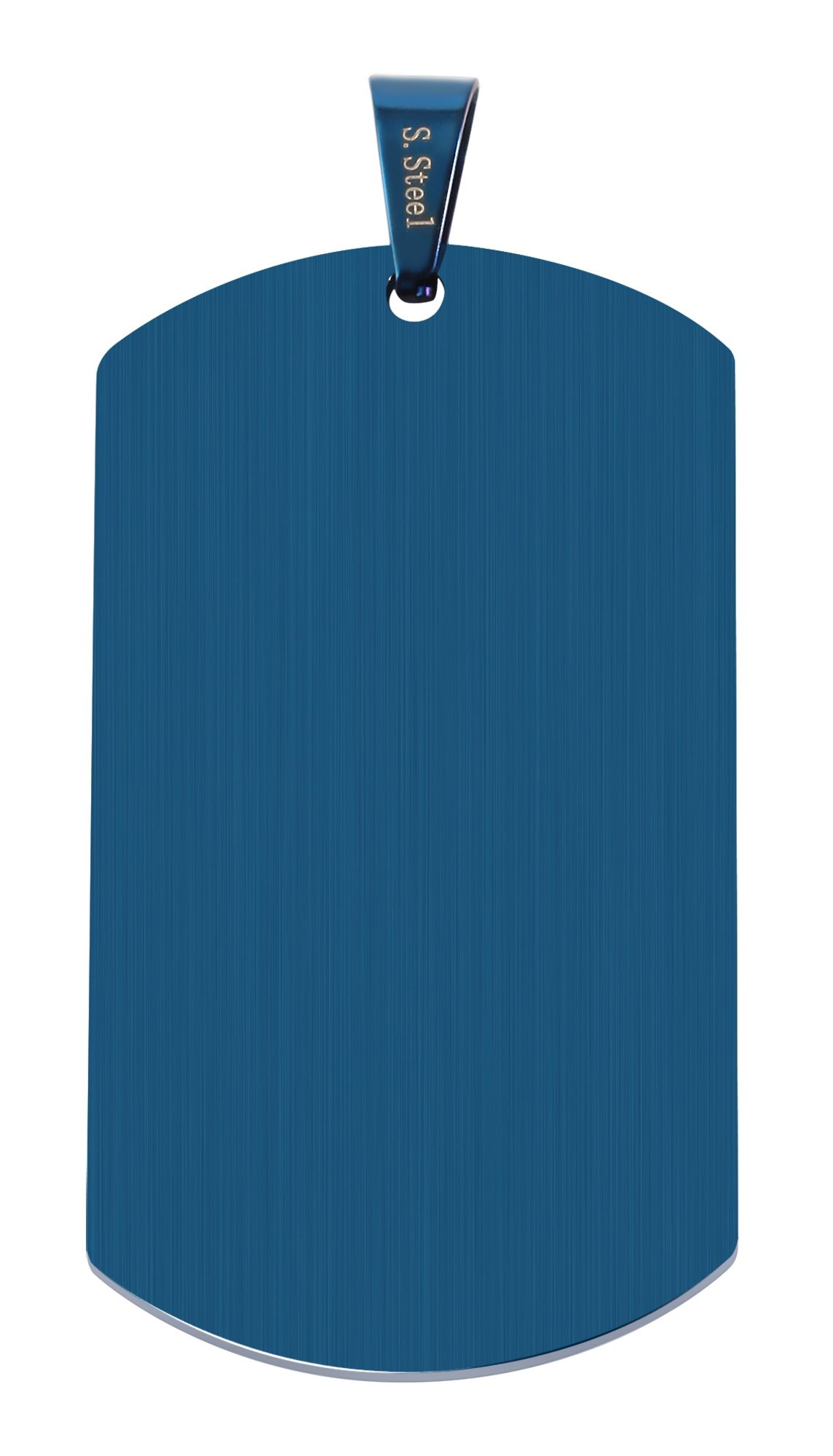 "Asha" Akzent Edelstahl Gravuranhänger/ Dog Tag, 50 x 29 mm, blau