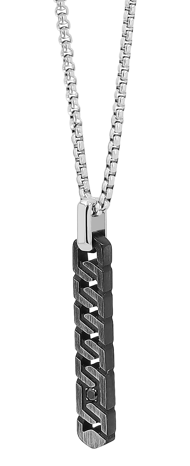 "Berno" Edelstahlkette mit schwarzem Anhänger, 60 cm