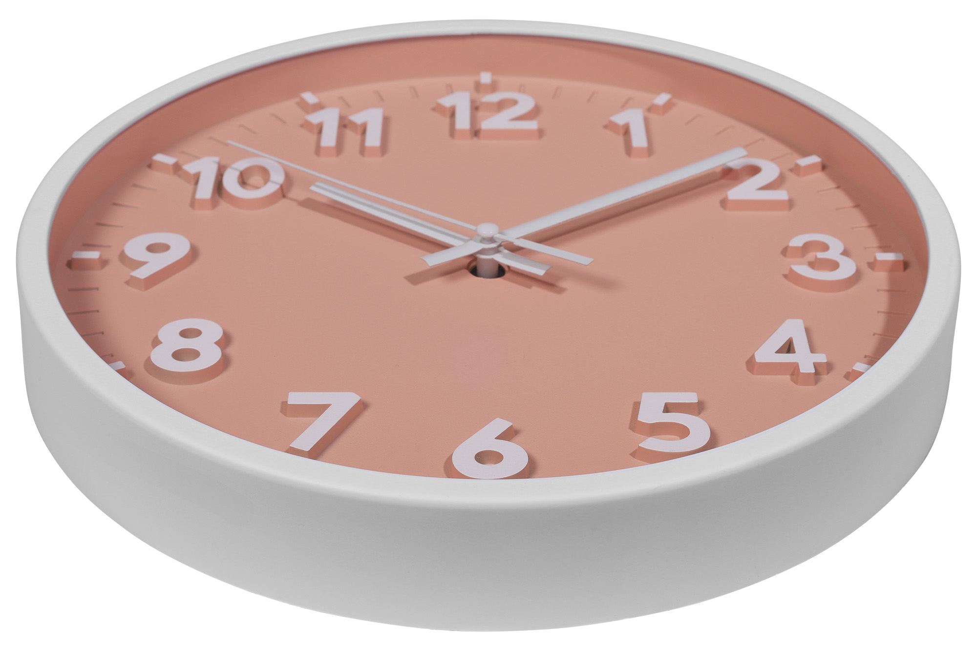 Wanduhr - Ø 25,5 cm, weiß/ Apricot  (Pastell-Orange)