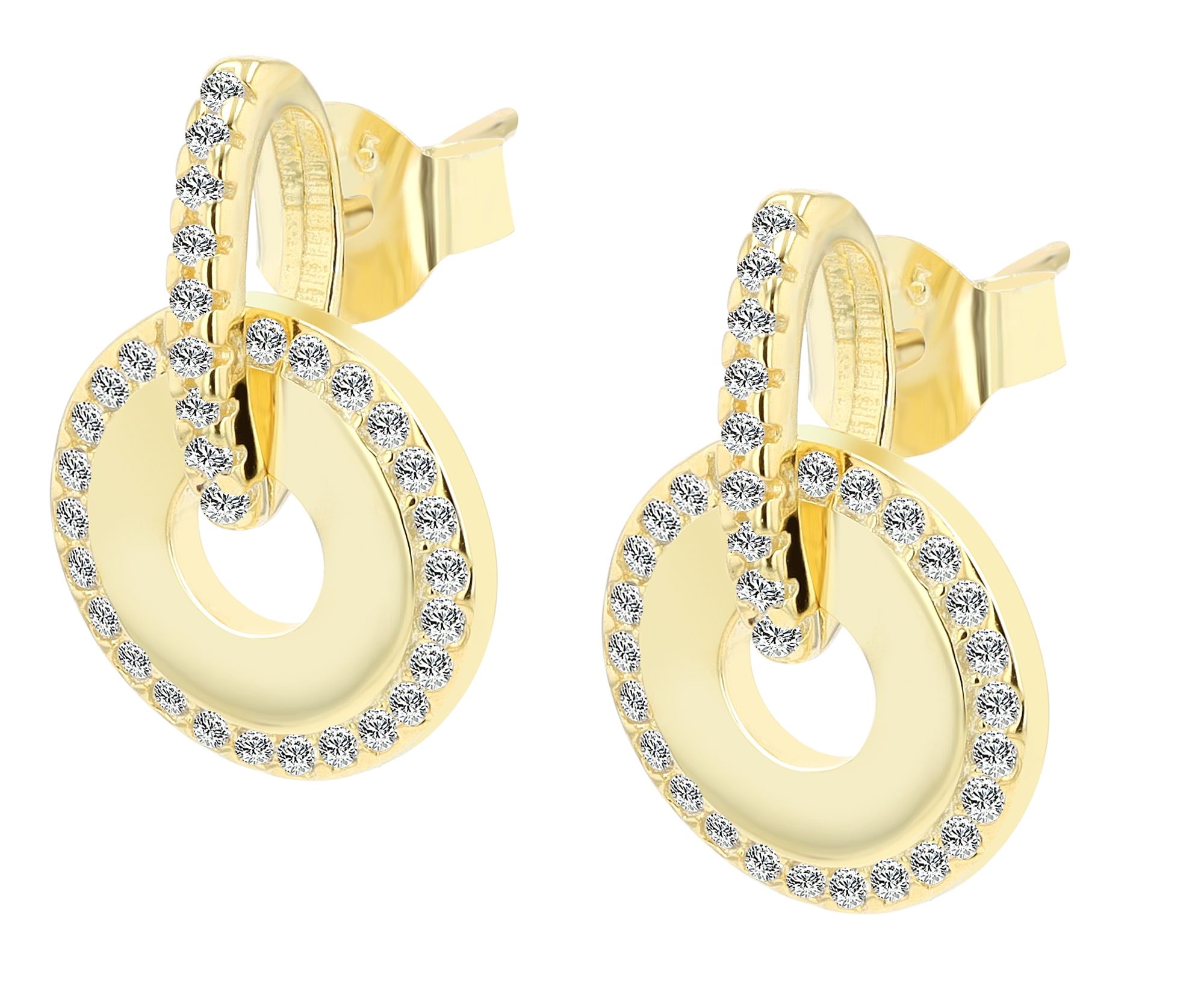 "Jiana" 925/- Echt Silber Ohrstecker mit Anhänger, Zirkon, vergoldet