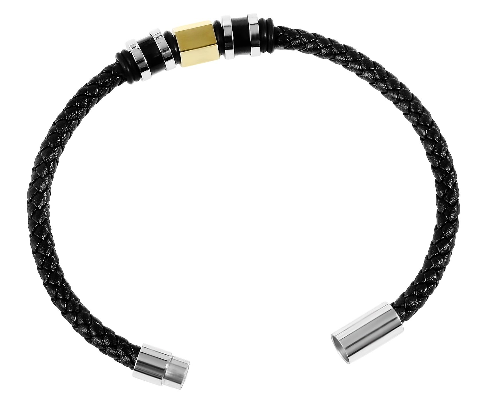 Akzent Echtlederarmband mit Carbon- und Edelstahlelementen