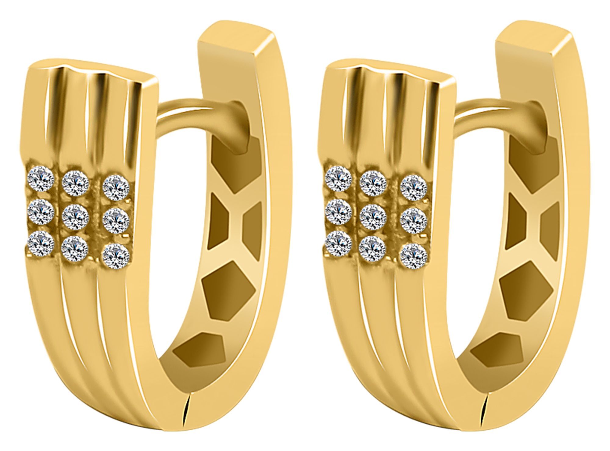 333/- Gold Klapp-Creolen "Leevi", U-Form, Zirkoniabesatz, Gelbgold, 8 Karat