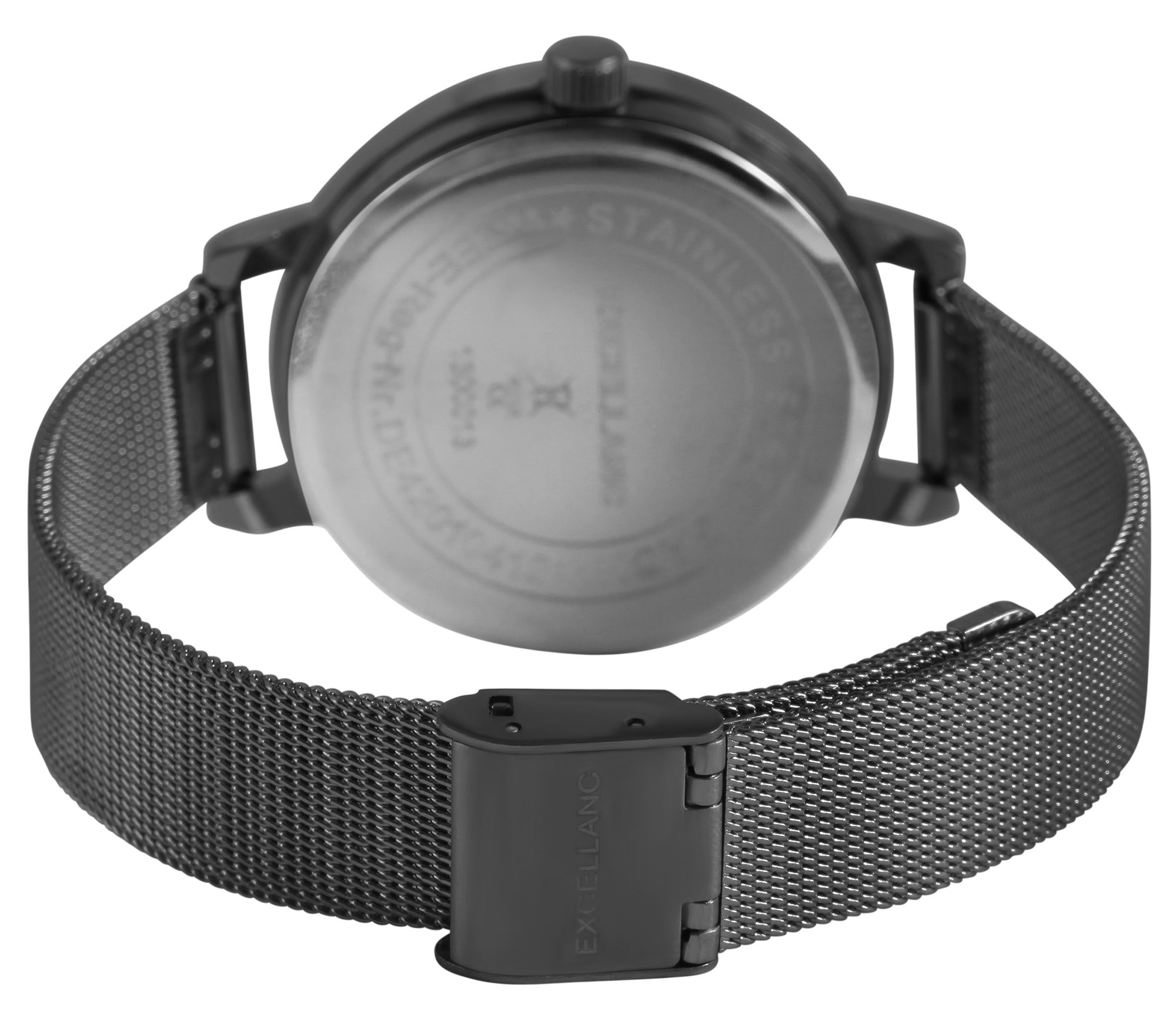 Excellanc Damenuhr mit Edelstahl Meshband in schwarz