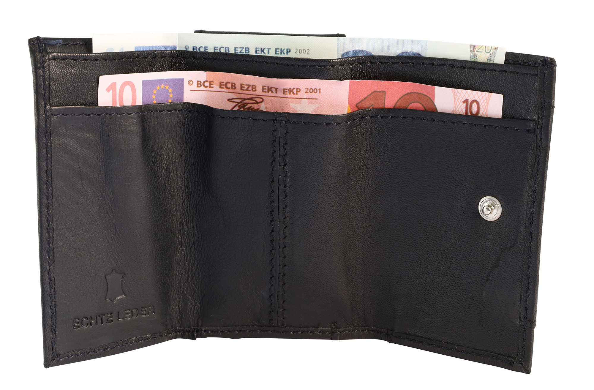 Excellanc Echtleder Mini-Geldbörse (Schlüsselfach), schwarz
