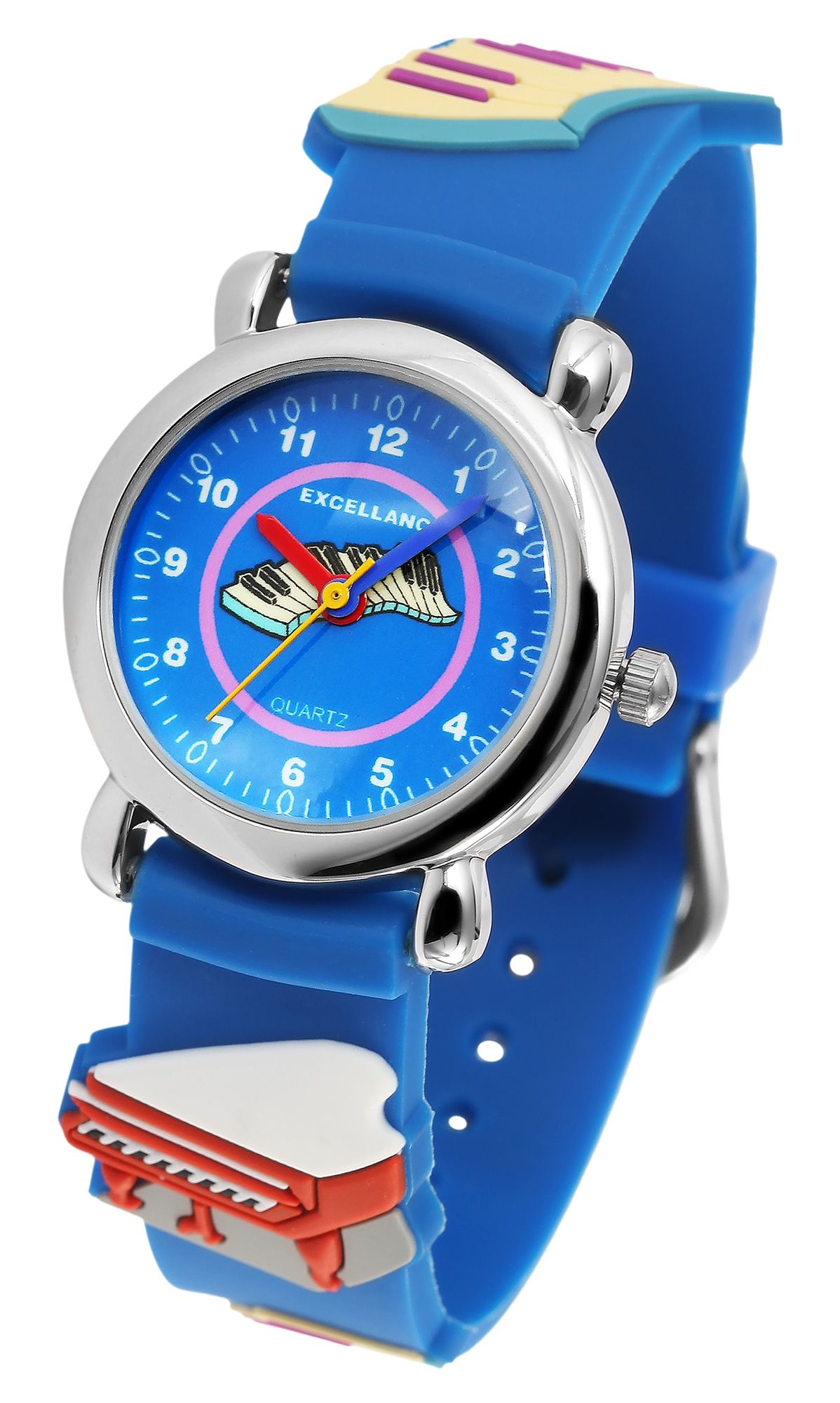 Excellanc Kinderarmbanduhr, Silikonarmband, silberfarben/blau