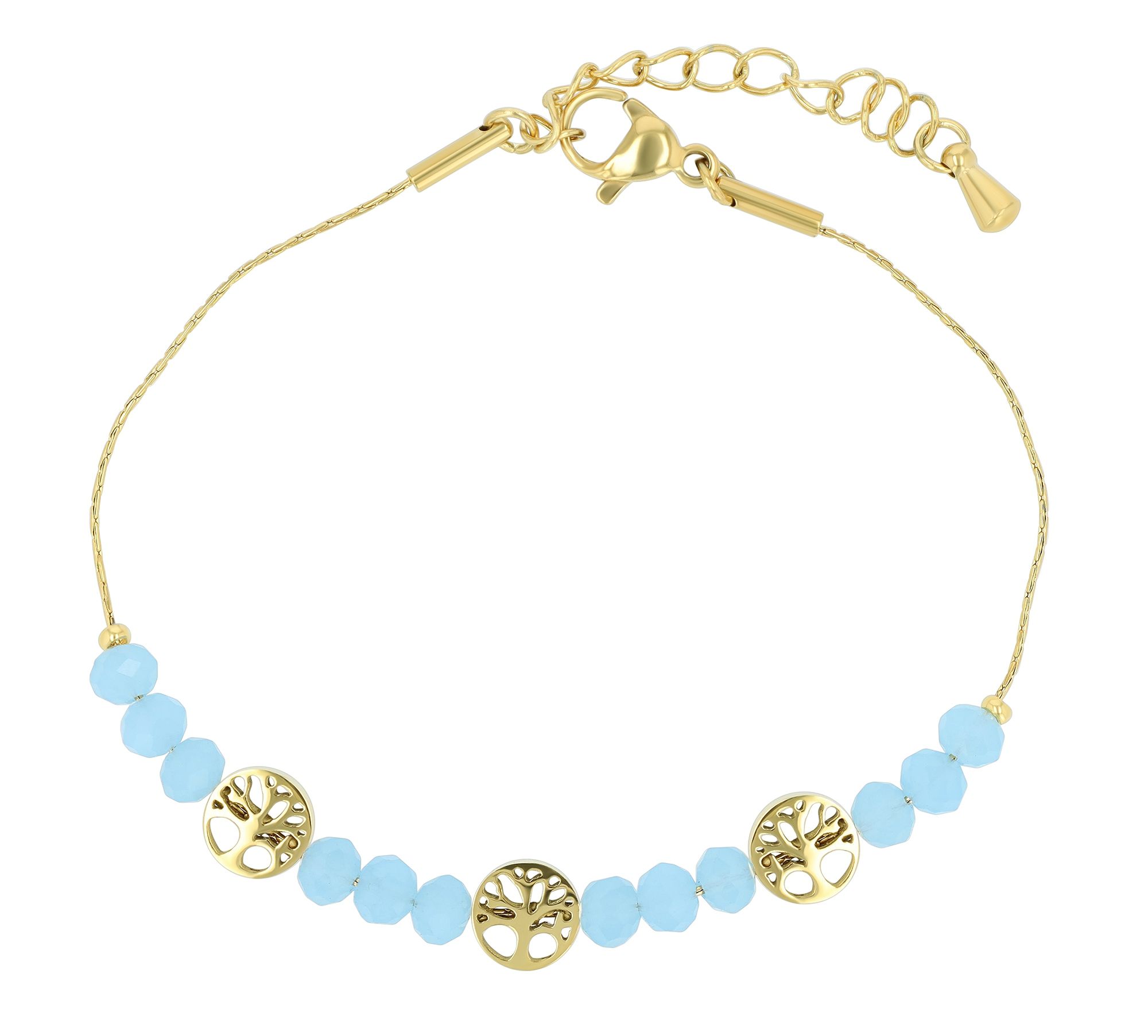 Akzent Armband mit Lebensbaumelementen, Edelstahl, ionenplattiert, goldfarben
