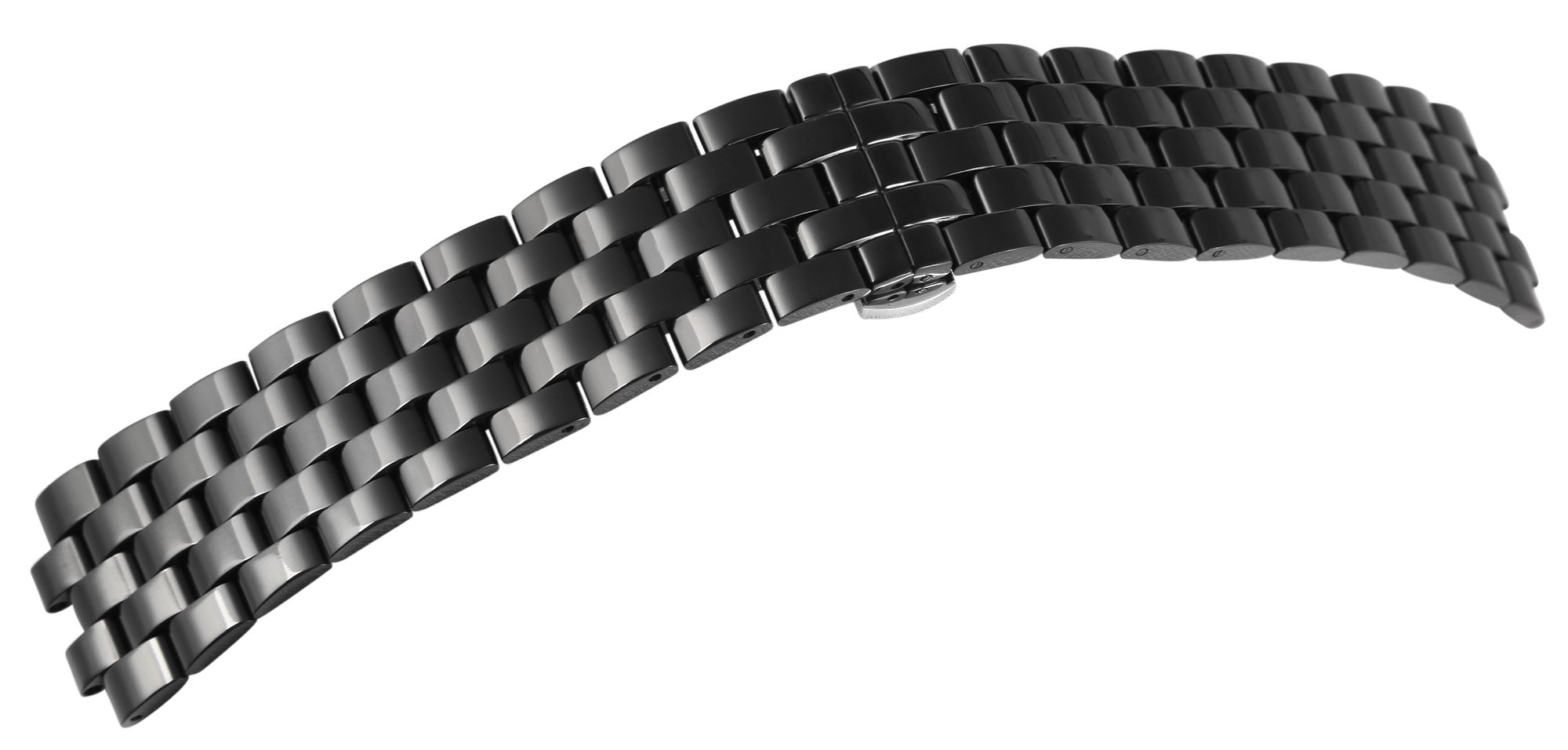 Edelstahl-Uhrenarmband, schwarz, Butterfly-Faltschließe, 22 mm