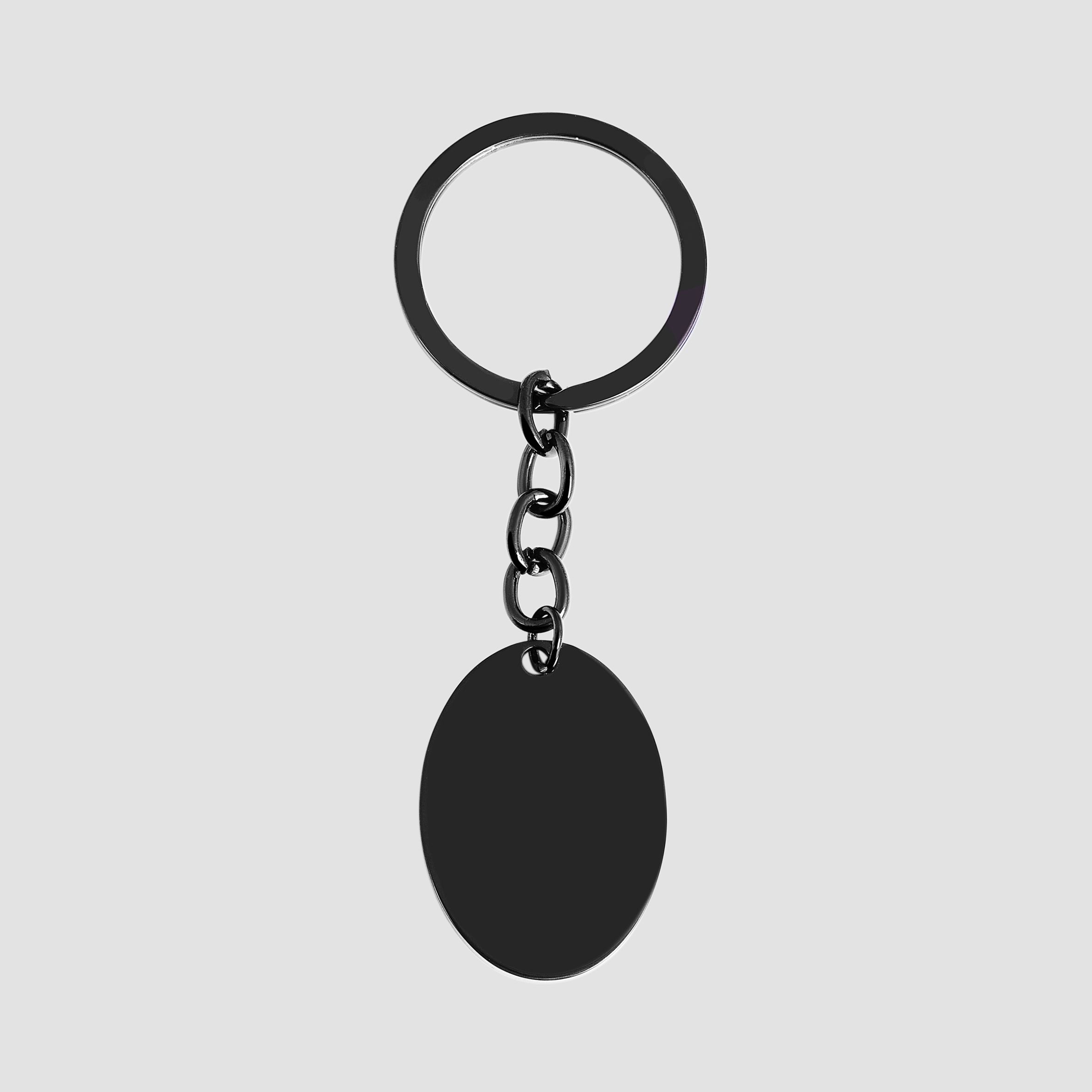 Akzent Schlüsselanhänger aus Edelstahl, oval, schwarz