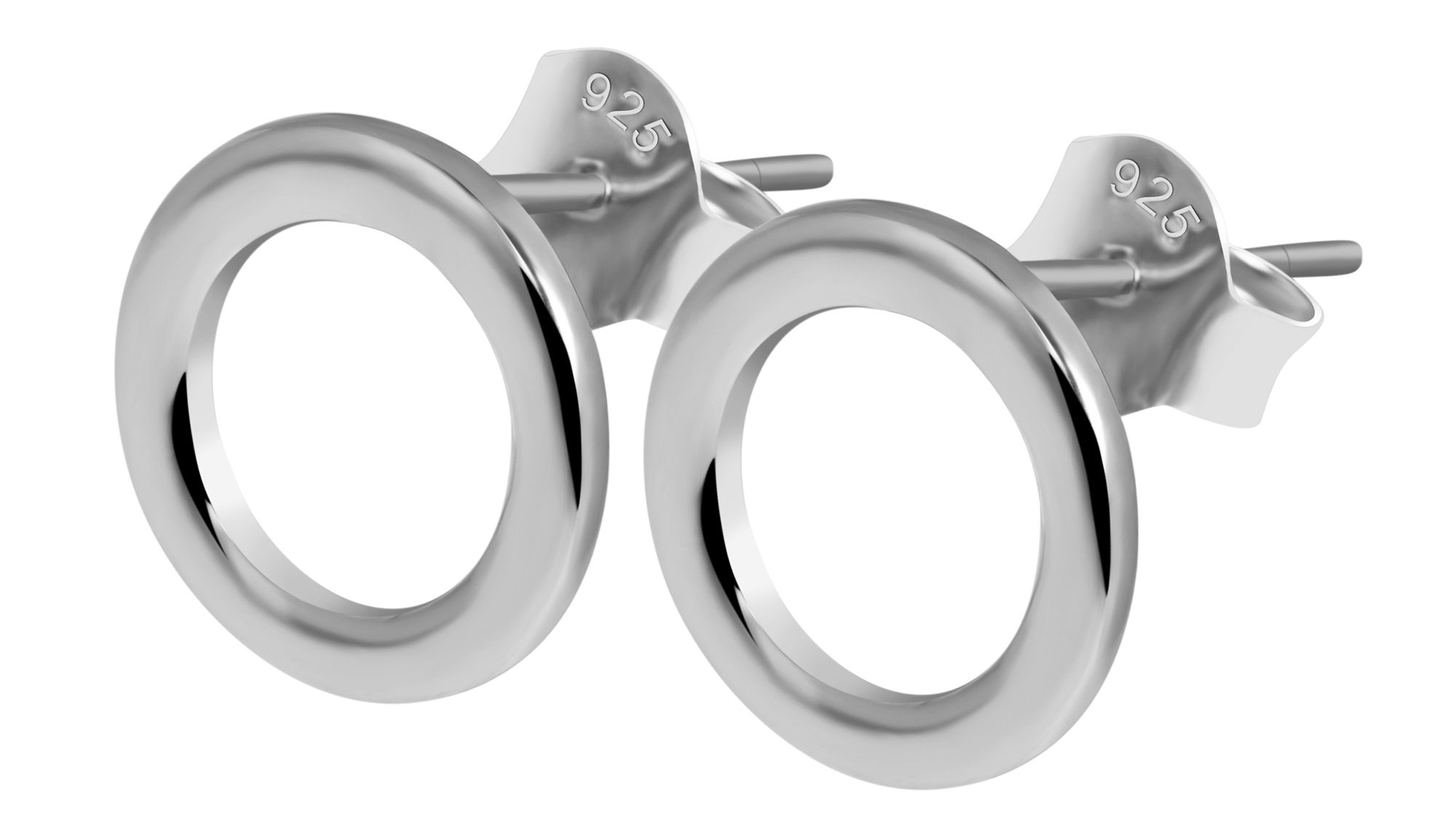 "Charlotte" 925/- Echt Silber Ohrstecker - Runde, offene Form Ø 11mm, silberfarben rhodniert