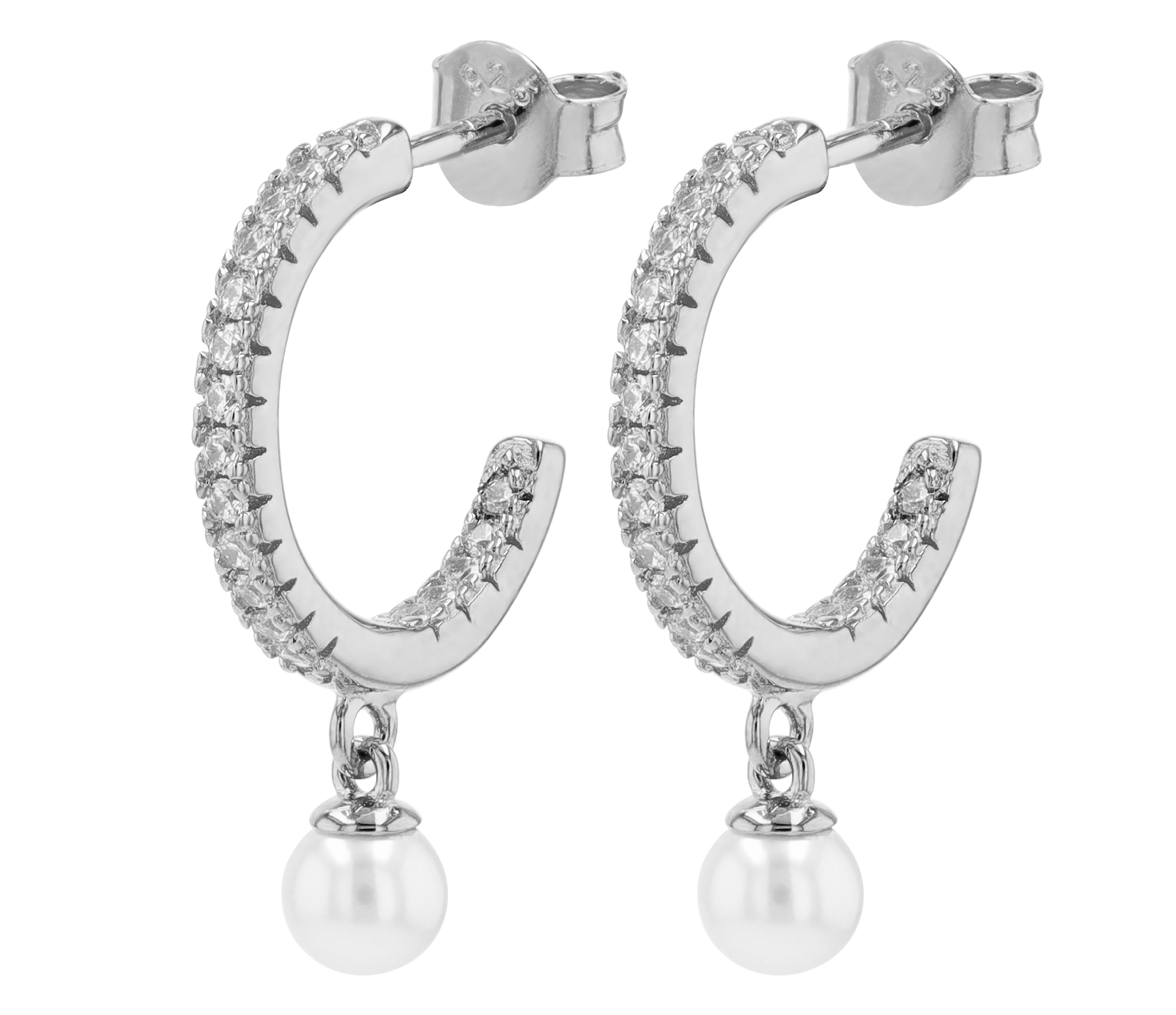 Sif Jakobs Jewellery 925/- Echt Silber Halbcreole mit Hänger "Ellera Perla Medio" Ø 10,5 mm, rhod.