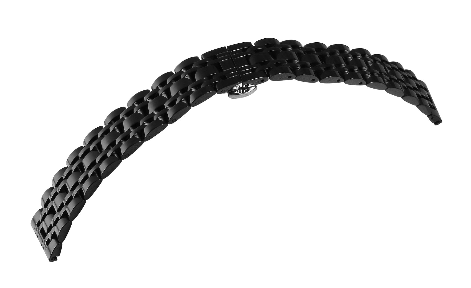 Uhrenarmband aus Edelstahl mit Butterflyschließe, schwarz, 18 mm