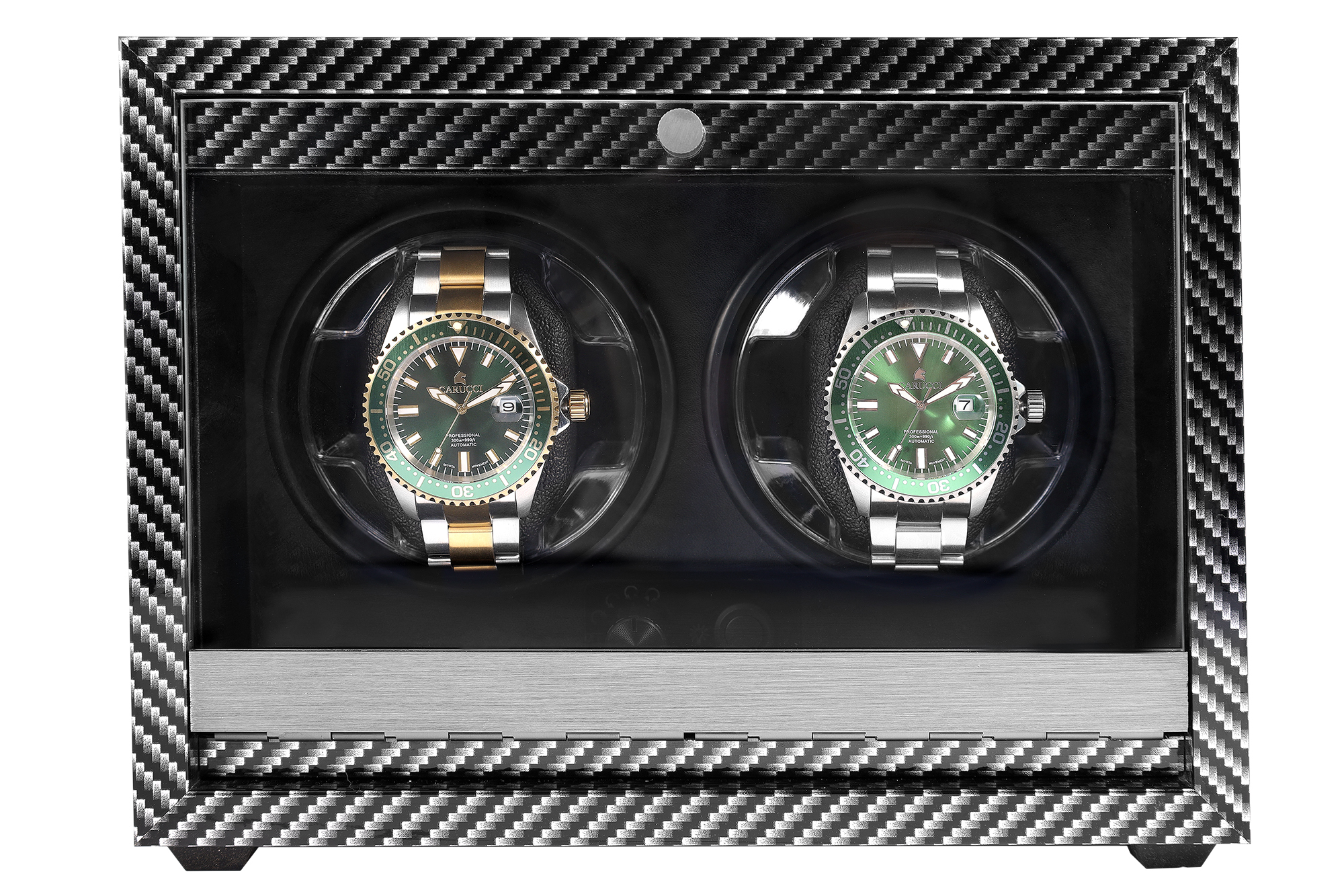 automatischer Uhrenbeweger für 2 Uhren, Licht, USB-DC, Carbon