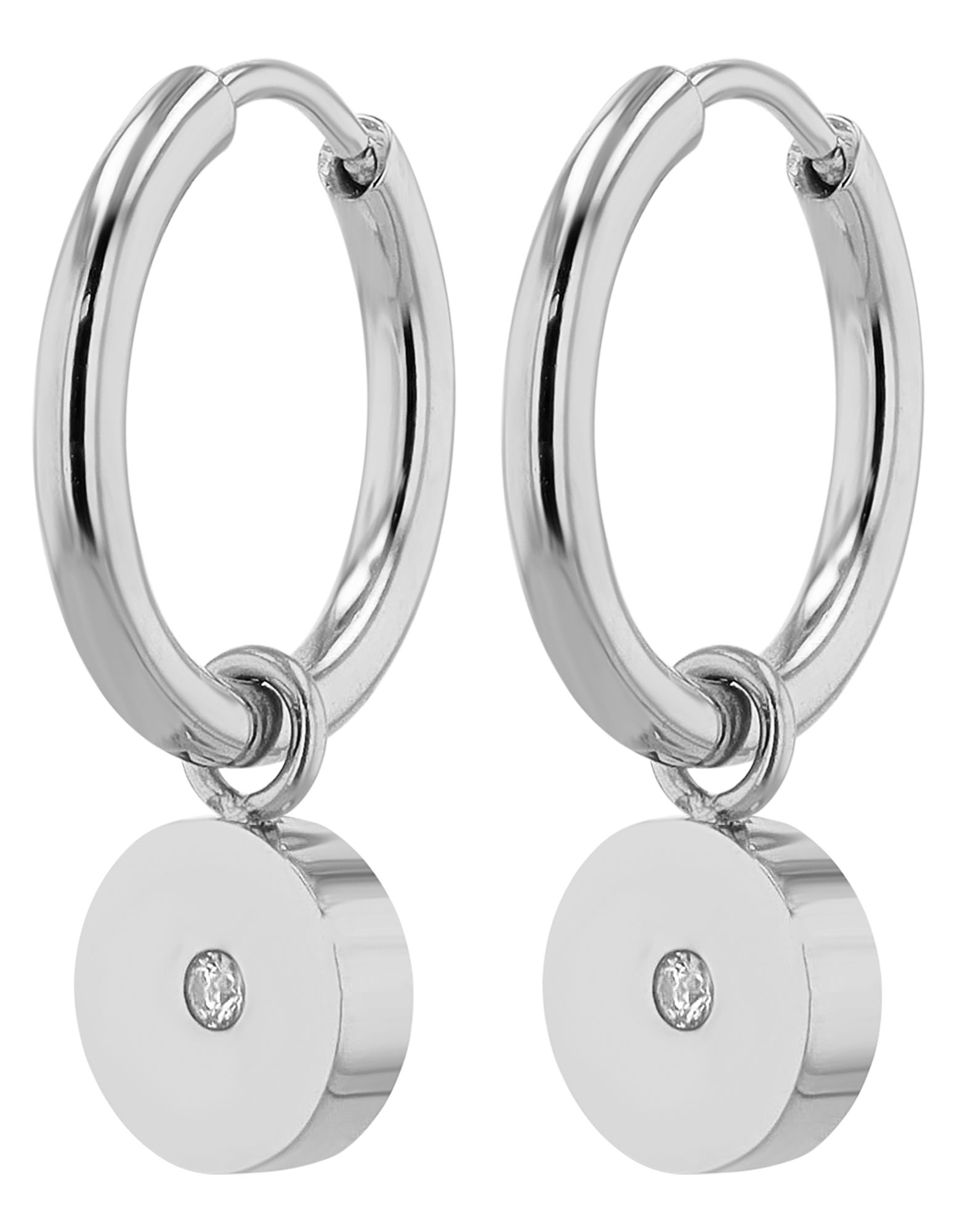 "Stintje" Edelstahl Creole Ø 12 mm, runder Anhänger (abnehmbar), silberfarben