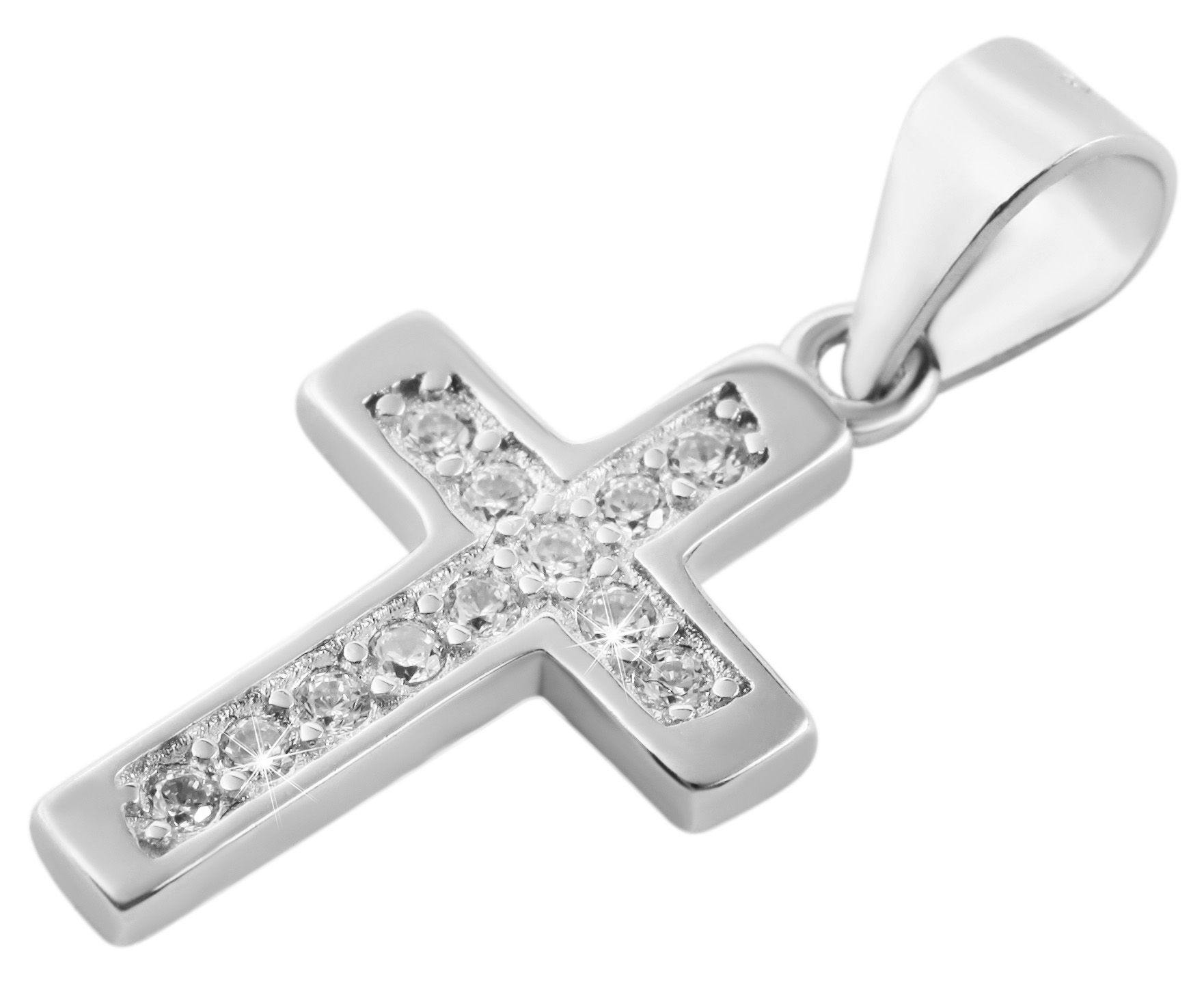 "Ritan" 925/- Echt Silber Anhänger Kreuz mit Zirkoniasteinen, 925/rhodiniert (ohne Kette)