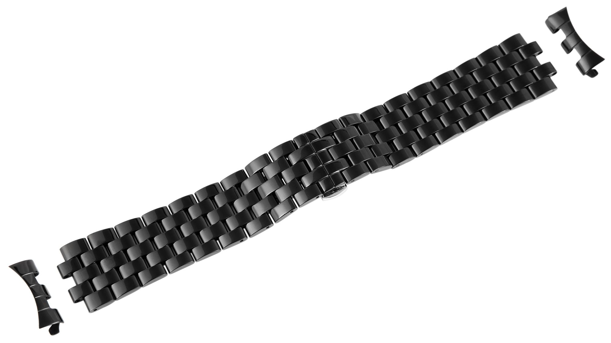 Edelstahl-Uhrenarmband, schwarz, Butterfly-Faltschließe, 22 mm