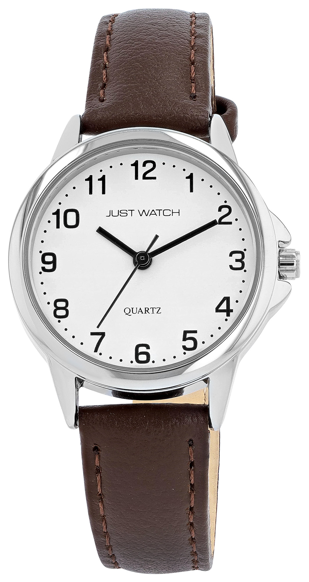 JUST WATCH "Brigitt" Damenuhr  Ø 29 mm, Echt Lederarmband, braun/ silberfarben