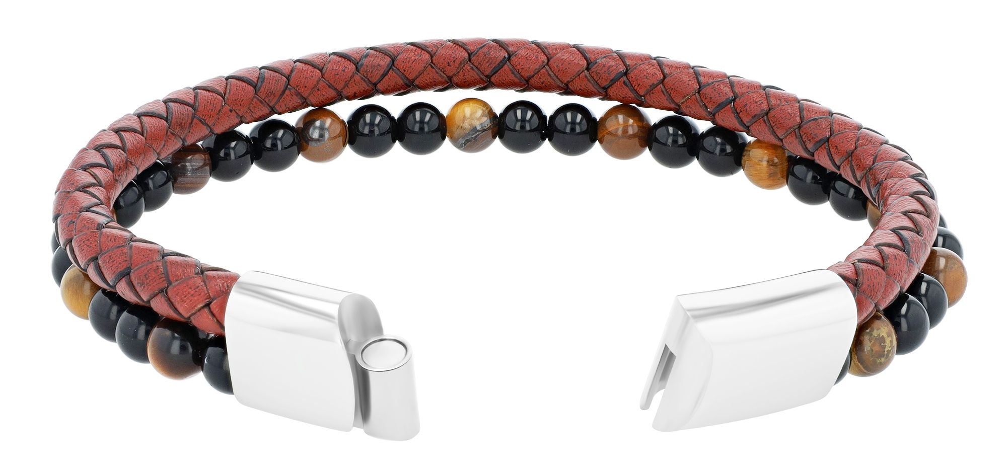 Akzent Echtleder Armband "Brennon" mit braunen Tigerauge