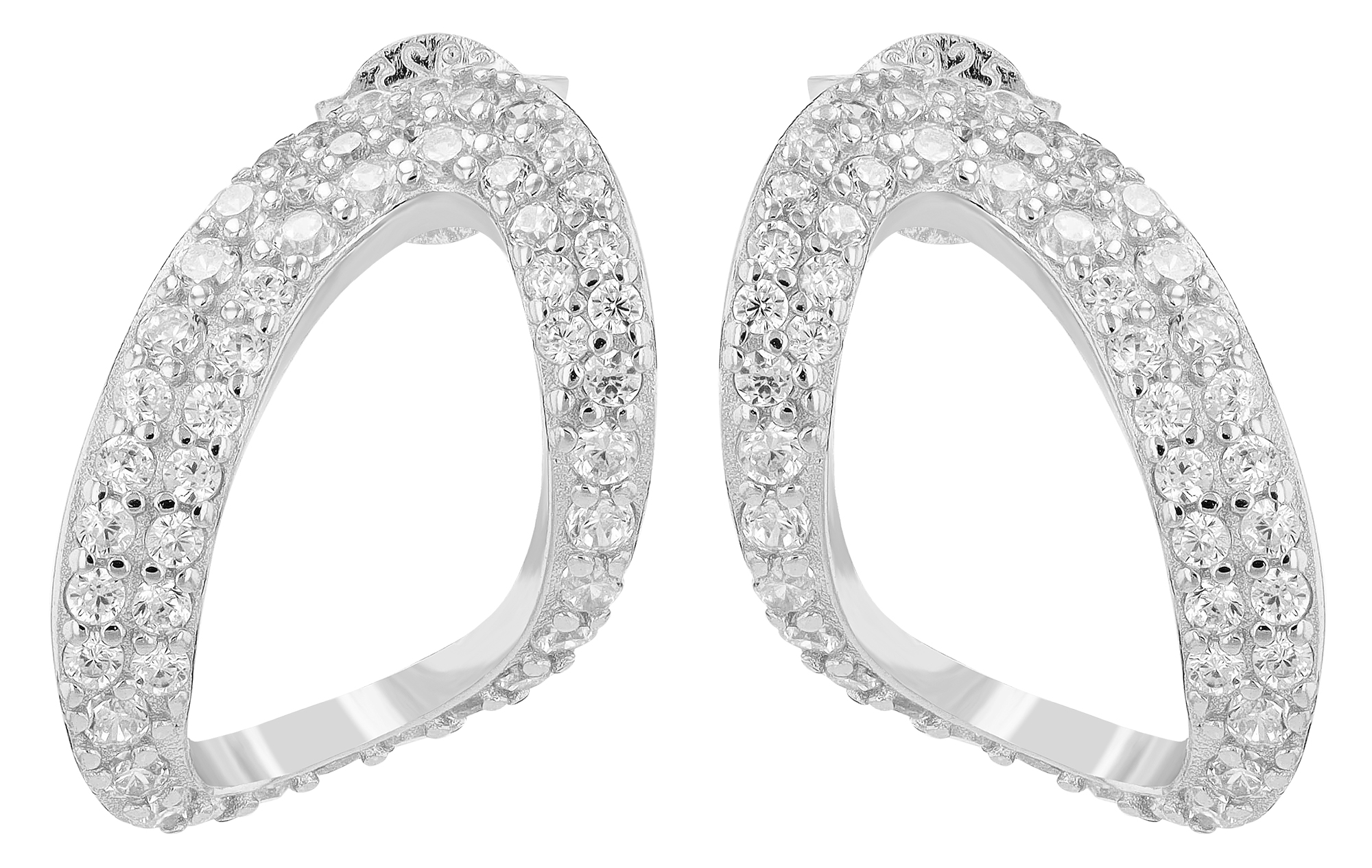 "Nuna", 925/- Echt Silber Ohrstecker mit Zirkonia, silberfarben rhodiniert
