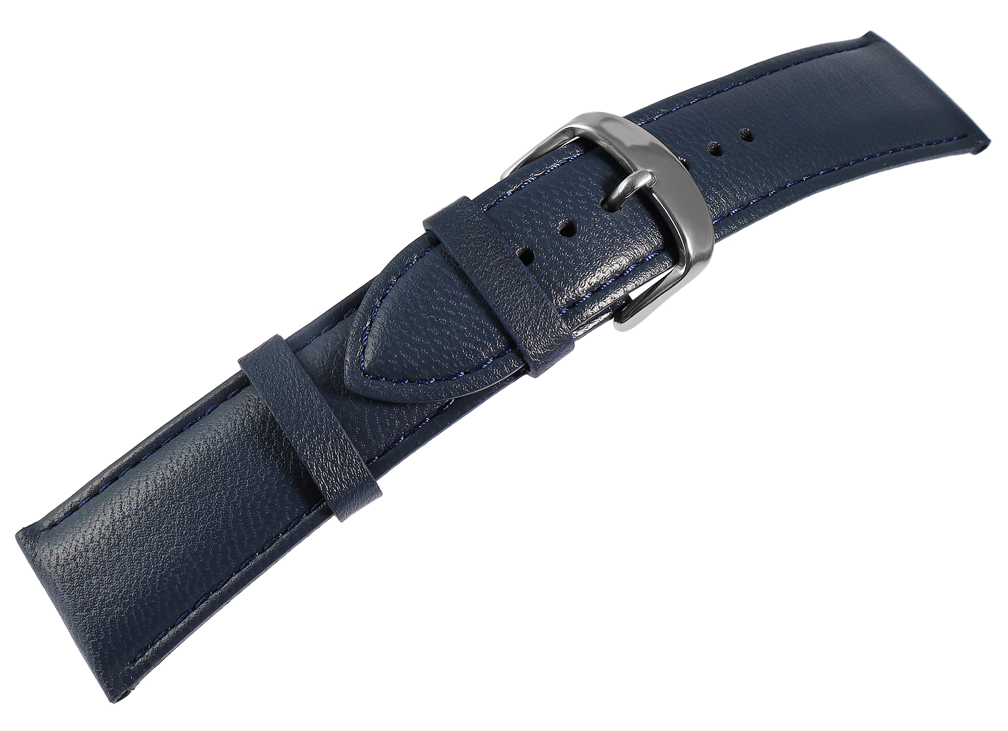 Gr 20 mm Uhrenarmband aus Echtleder in dunkelblau, genäht