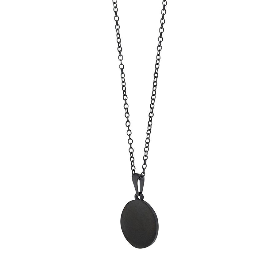 "Tabea" Edelstahlkette mit Gravurplatte, 43+5cm in schwarz