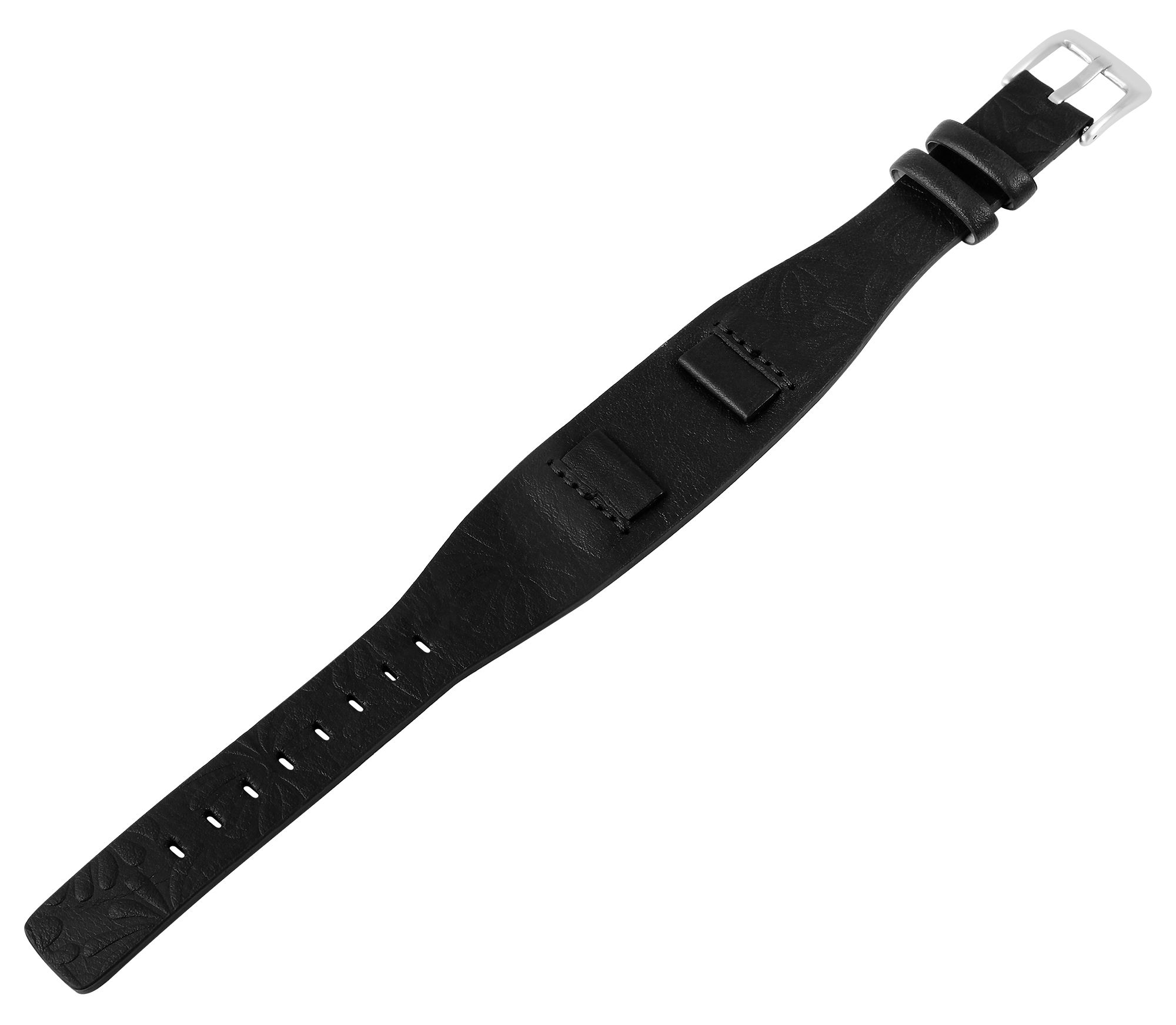 Just Echtleder-Uhrenarmband mit Unterlage, schwarz, 16 mm