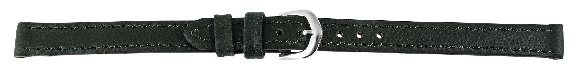 Echtleder-Uhrenarmband "super-soft", dunkelgrün, Naht, 10 mm