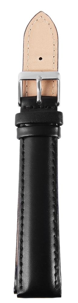 Echtleder Uhrenarmband, Edelstahl Dornschließe, schwarz, Anstoßbreite 20 mm