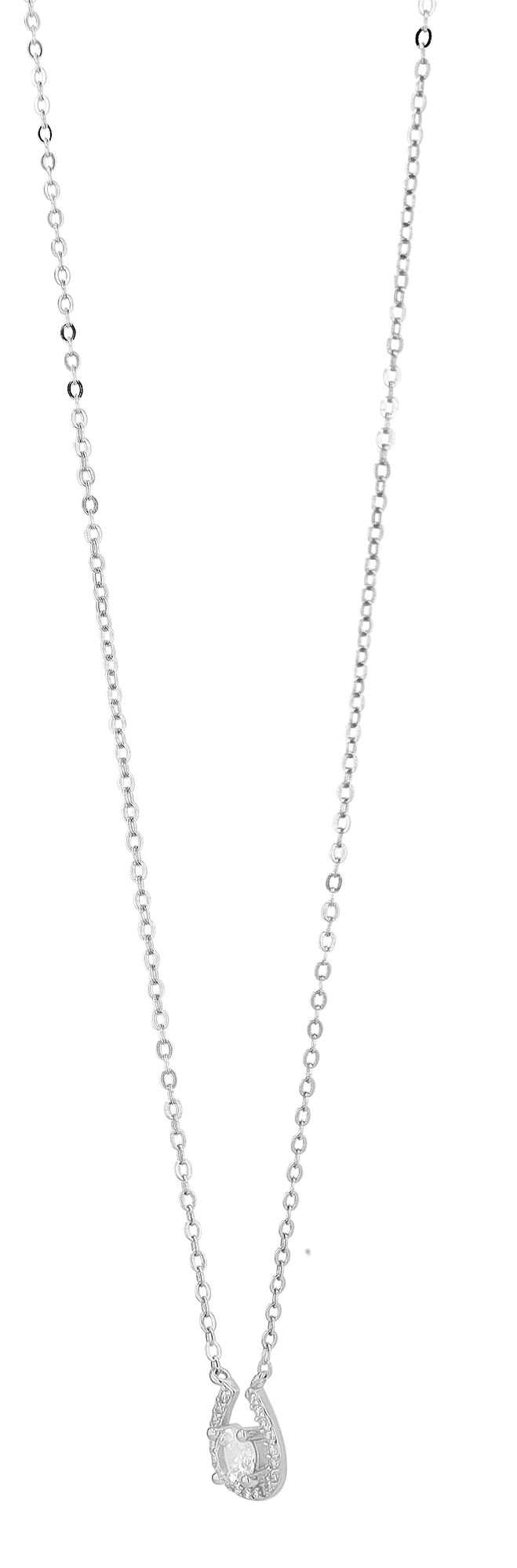 "July" 925/- Echt Silber Kette mit Anhänger, Zirkonia, rhodiniert, 42 + 3 cm