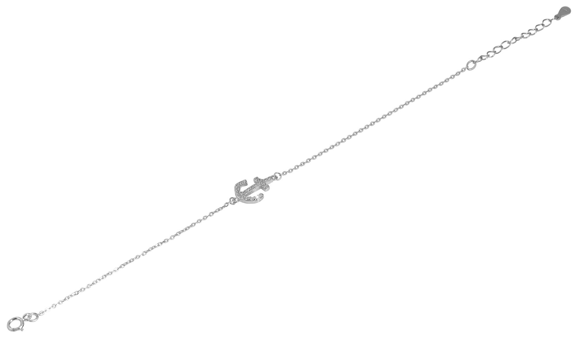925/- Echt Silber Armband "Madita", Anker, Zirkoniabesatz, 925/rhodiniert