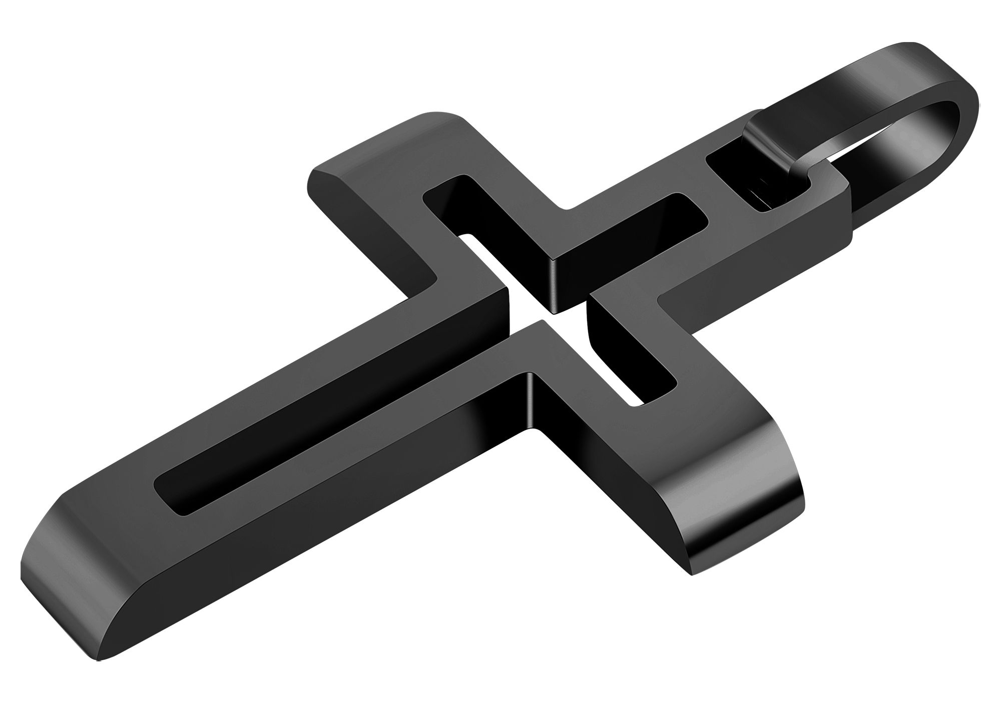 "Serene" Akzent Anhänger, Kreuz mit Öffnung, Edelstahl, schwarz