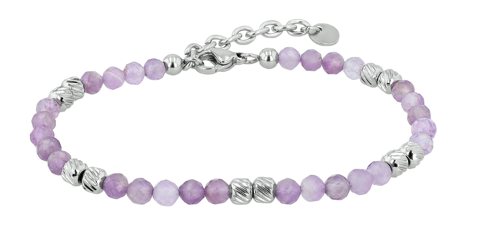 "Willow" Armband 17 + 3 cm, Edelstahl & Natursteinen (Amethyst)