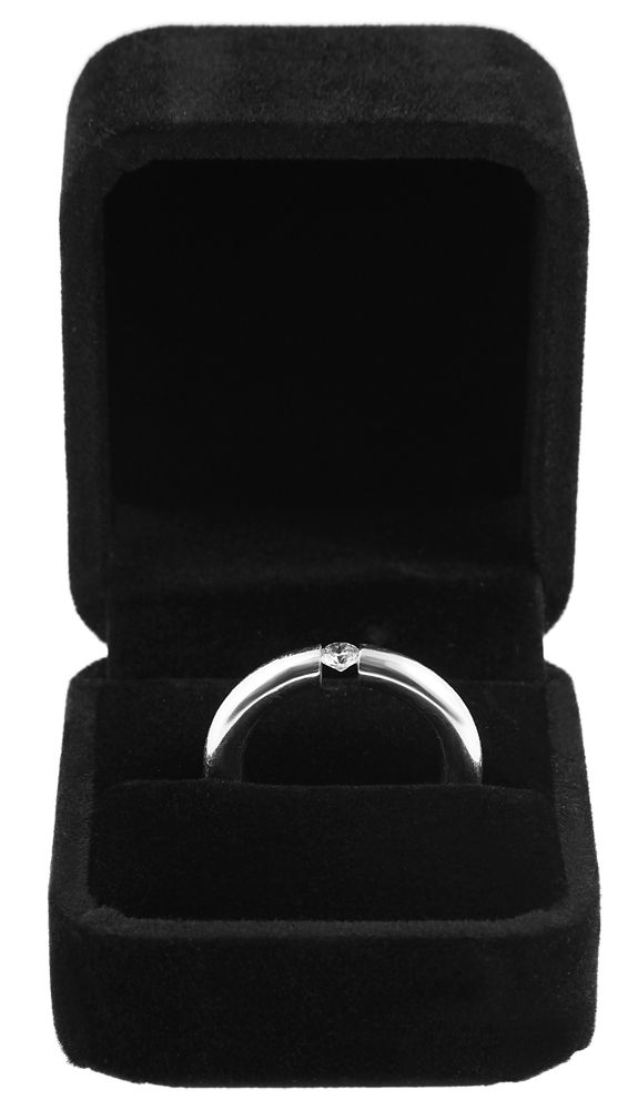 Ringbox, Samt, schwarz, 6 cm x 5 cm x 4,5 cm