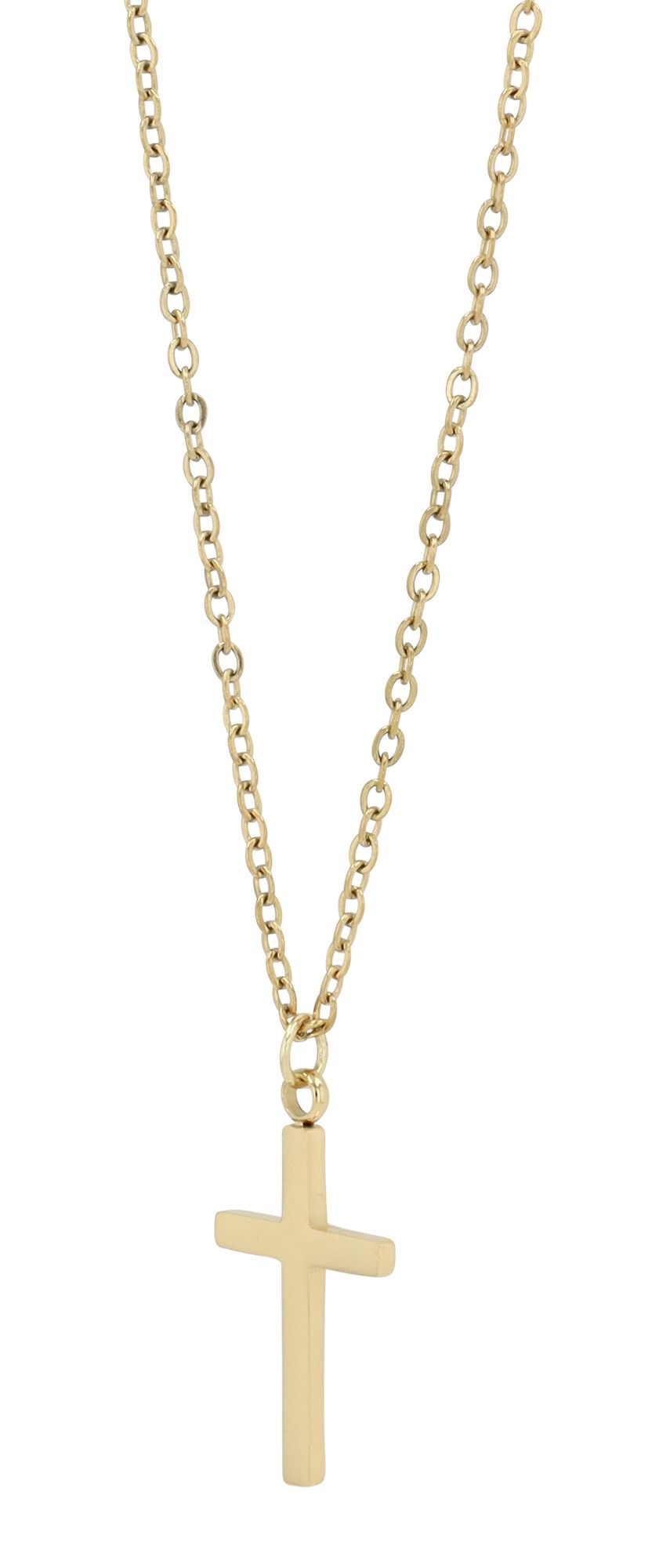 "Eila" Edelstahl Kette mit Anhänger - Kreuz, 42 + 5cm, goldfarben