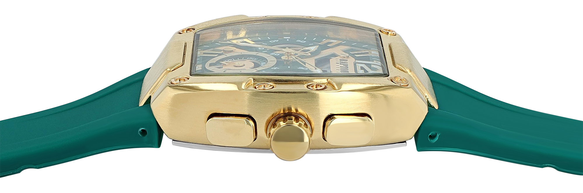 Raptor Limited Herrenuhr "Aldriel", Silikonarmband, Chronograph, grün/ goldfarben