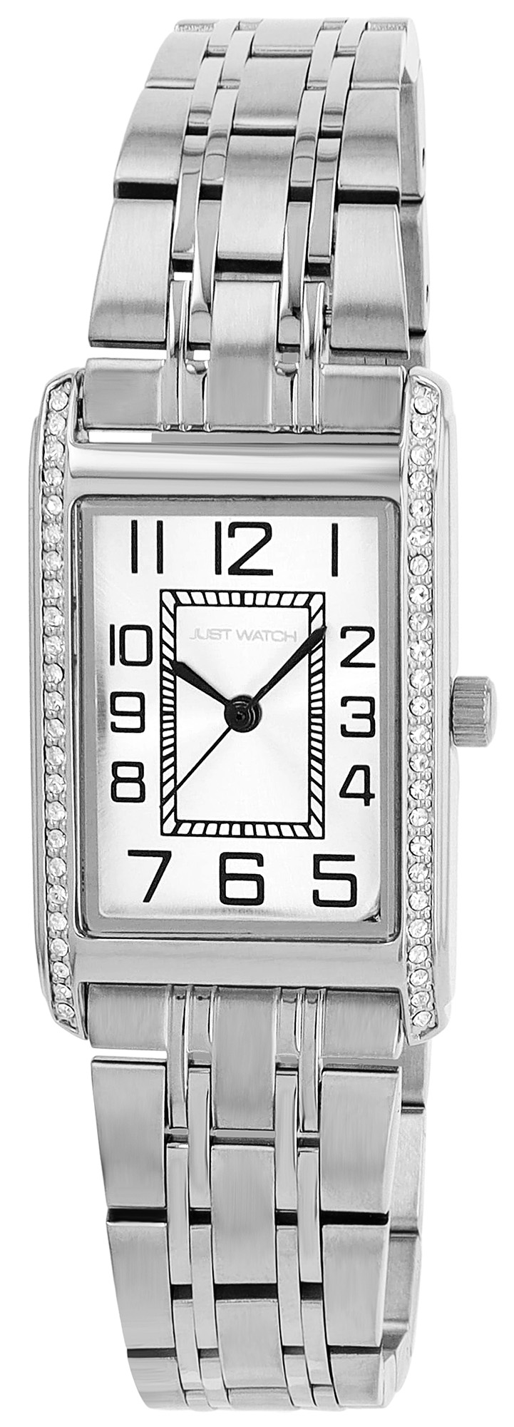 JUST WATCH Damenuhr "Ebba" mit Edelstahlband, 38 x 24 mm, silberfarben/ weiß
