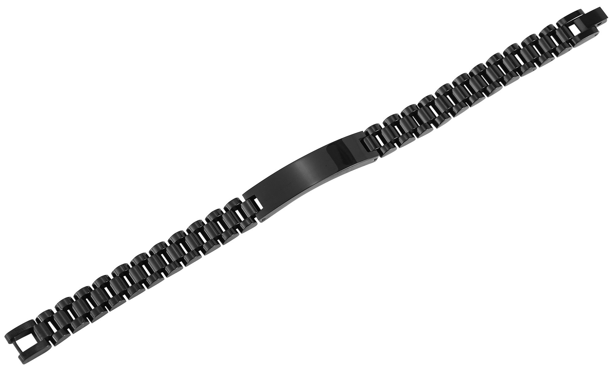 Akzent Edelstahlarmband, Gravurplatte, 21 cm, schwarz
