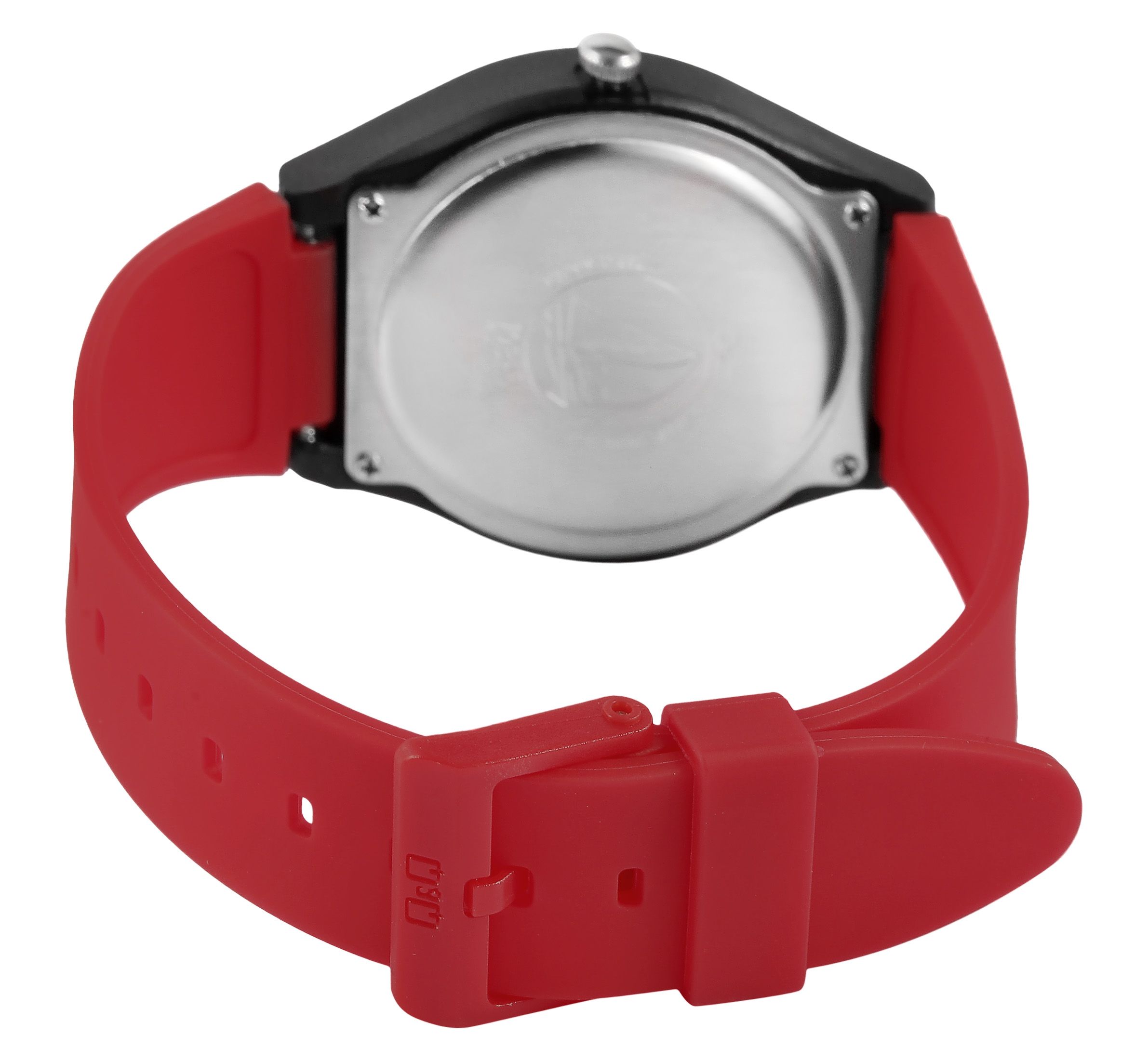 Q&Q Herren/ Jugenduhr, Silikonarmband, Ø 38 mm, schwarz/rot
