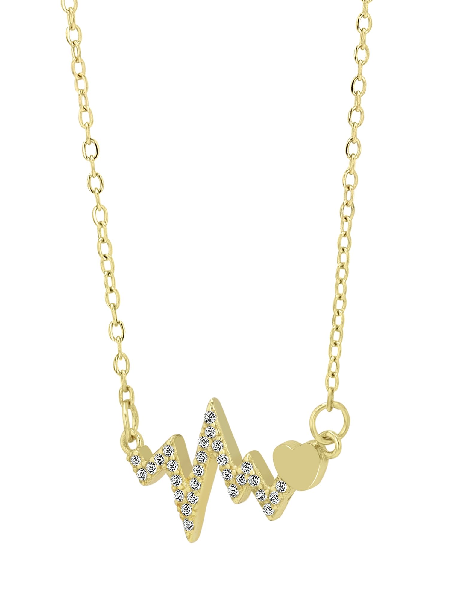 "Lucia" 925/- Echt Silber Kette 42+5 cm mit Anhänger - Heartbeat, vergoldet